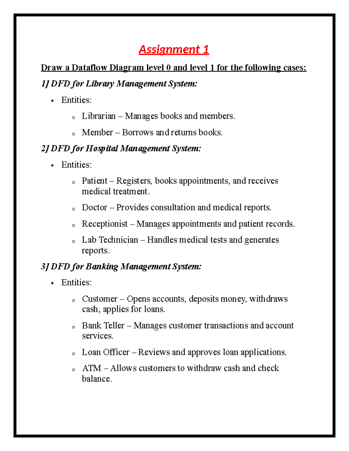 Dataflow Diagrams DFDs for Library, Hospital \u0026 Banking Systems - Assignment  1 - Studocu, image size:1200x1553