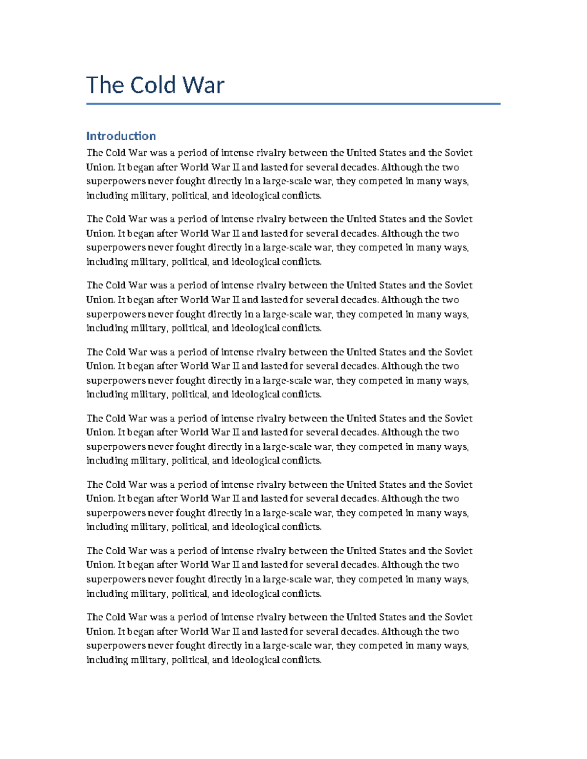 Cold War Overview: Key Events and Impacts - Studocu