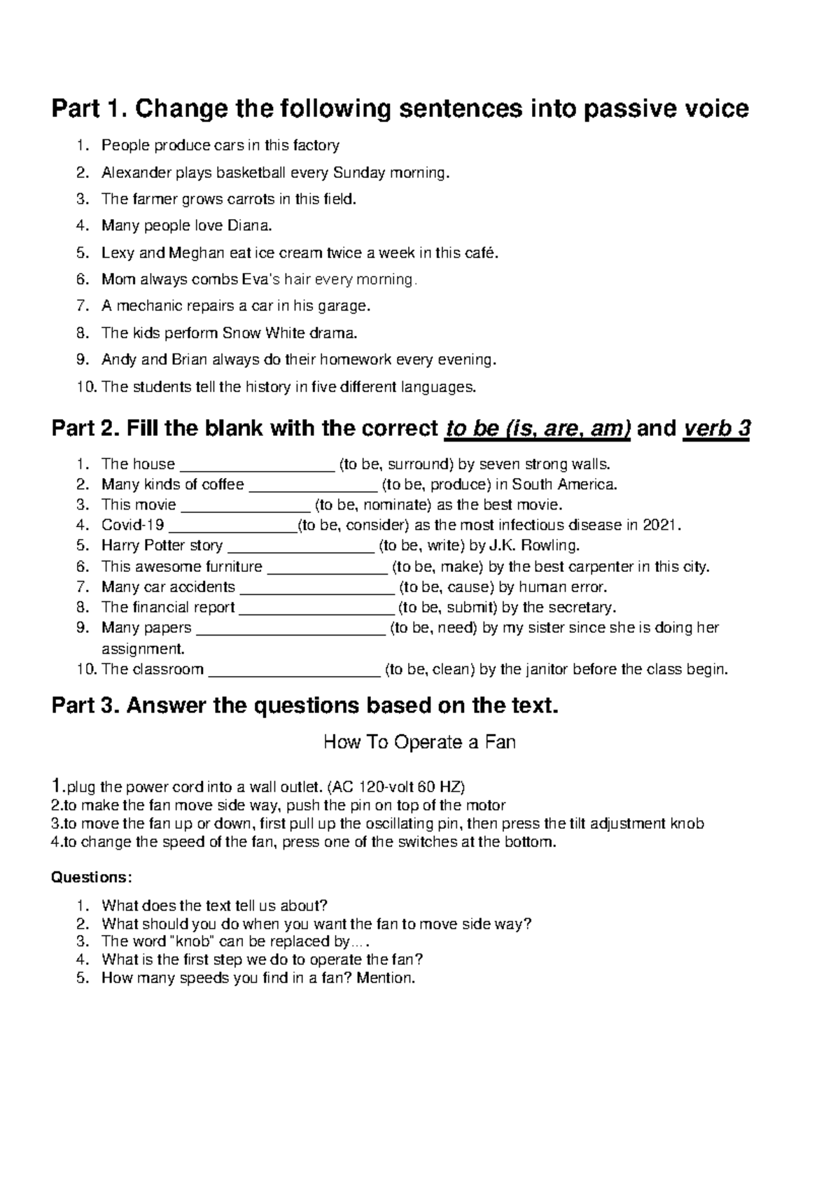 Passive Voice and Procedure Exercise (ENG101) - Studocu
