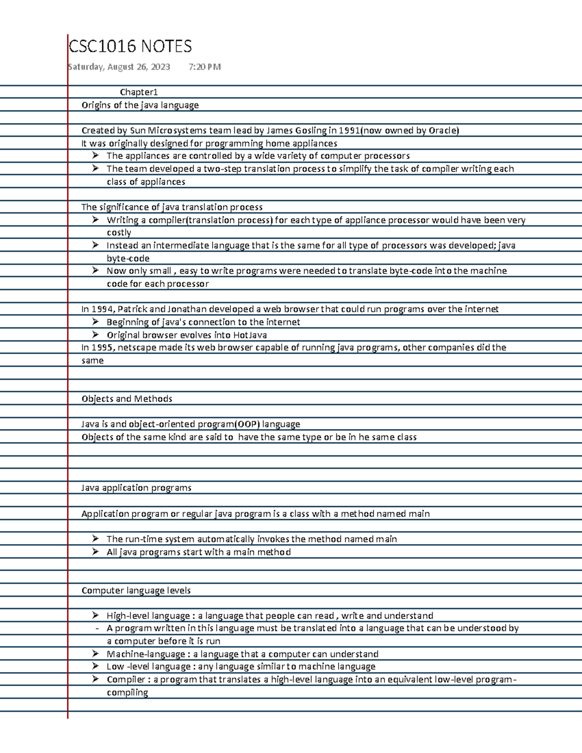 CSC1016S - Chapter Overview: Java Programming Essentials - Studocu