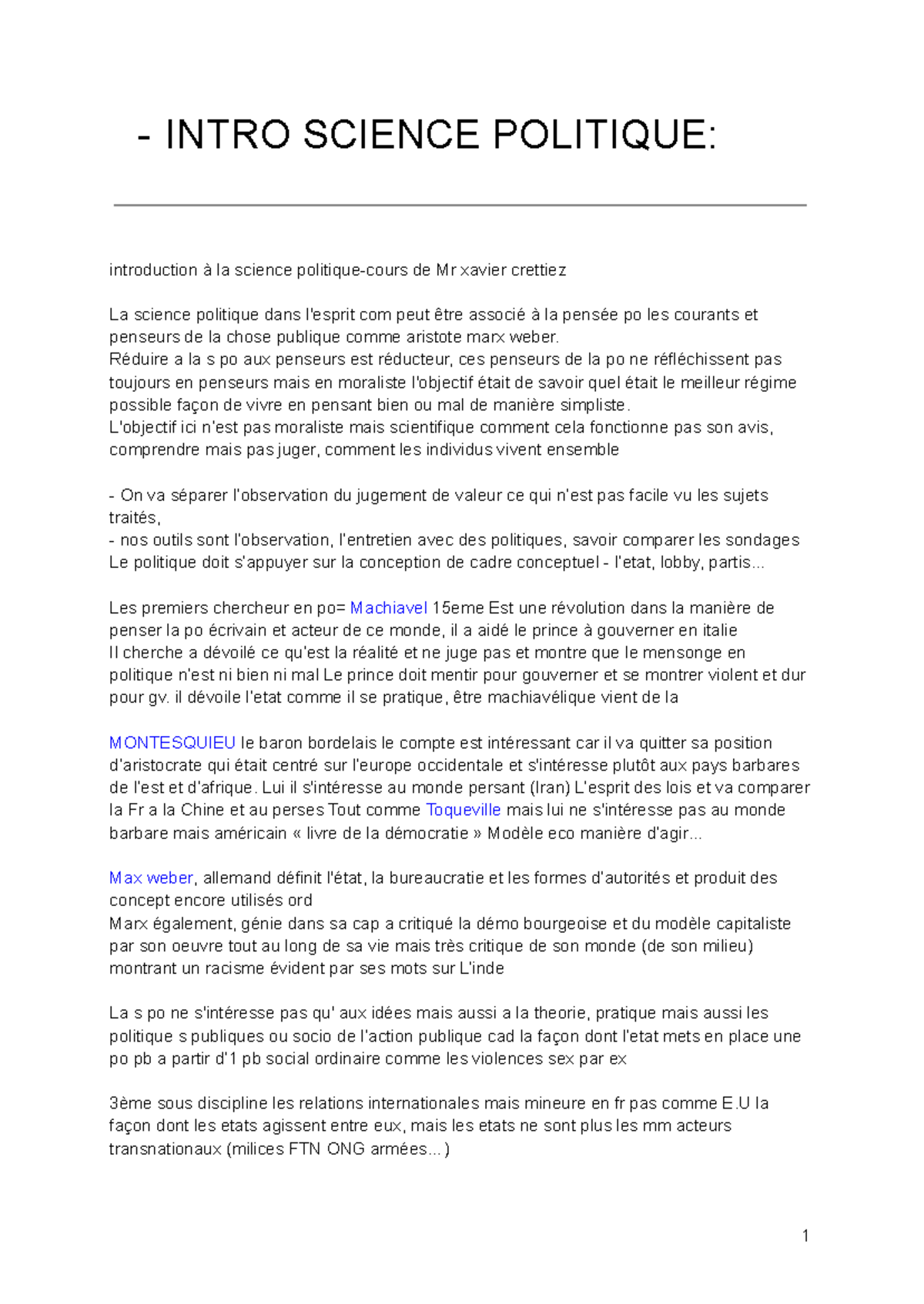 S-Po S1 - Cours S1 il manques deux séances - INTRO SCIENCE POLITIQUE ...