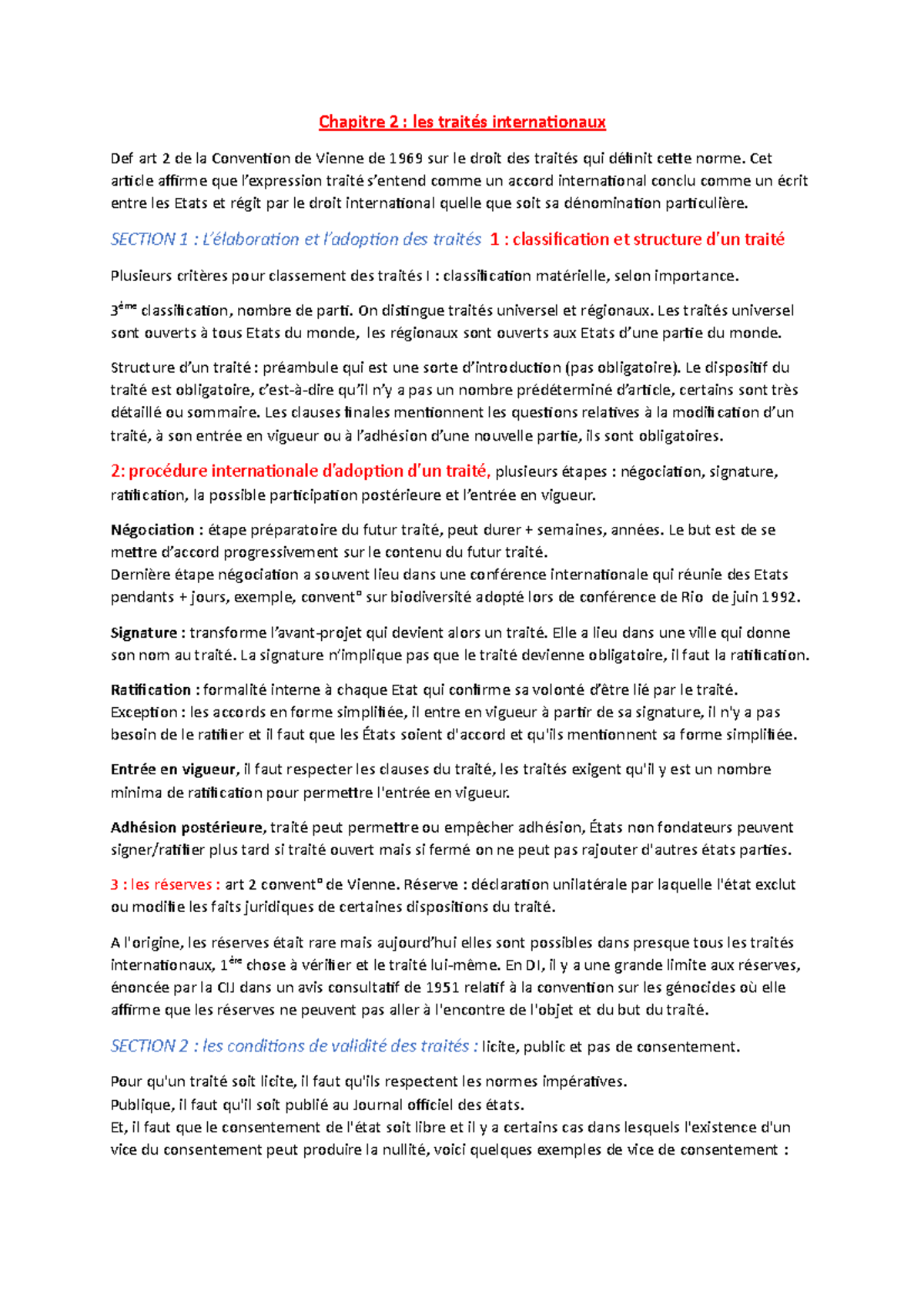 Chapitre 2 - Les traités internationaux : élaboration et adoption - Studocu