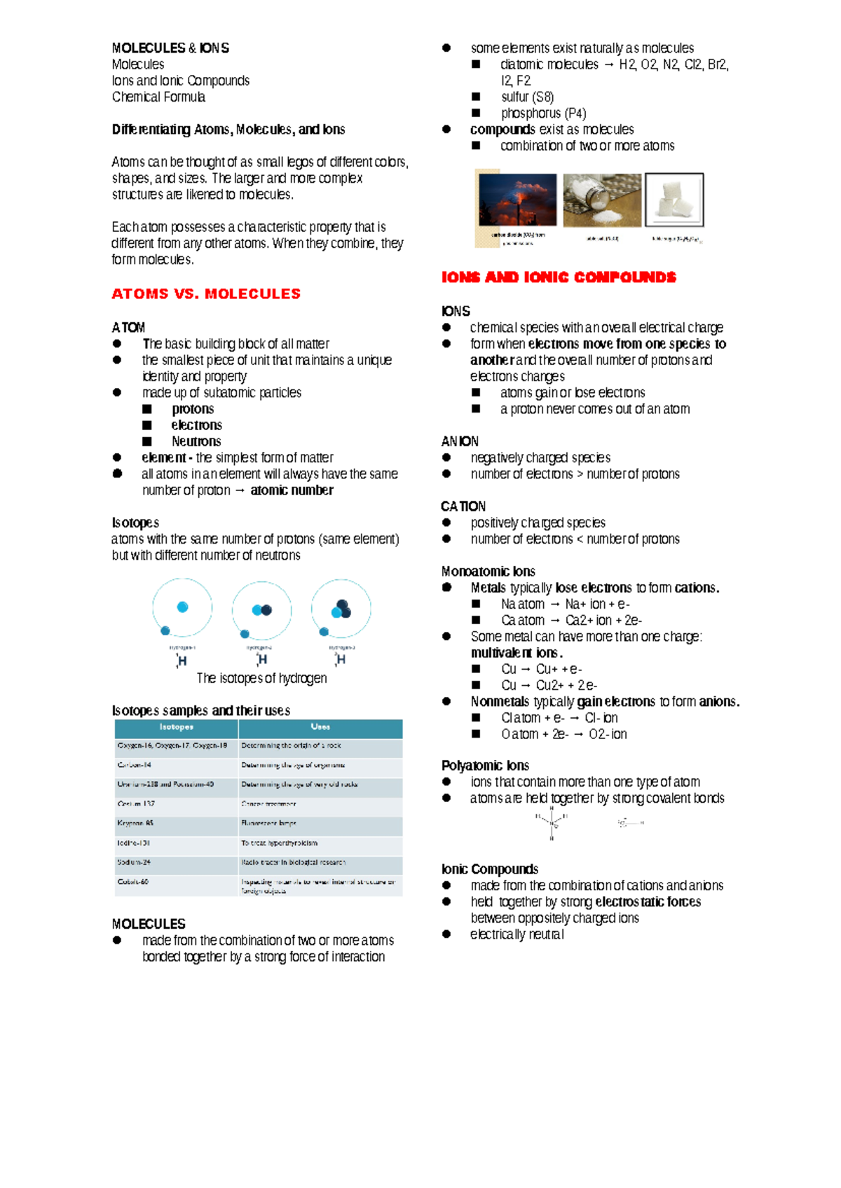 00 - Summary Oroonoko: or, the Royal Slave - MOLECULES & IONS Molecules ...