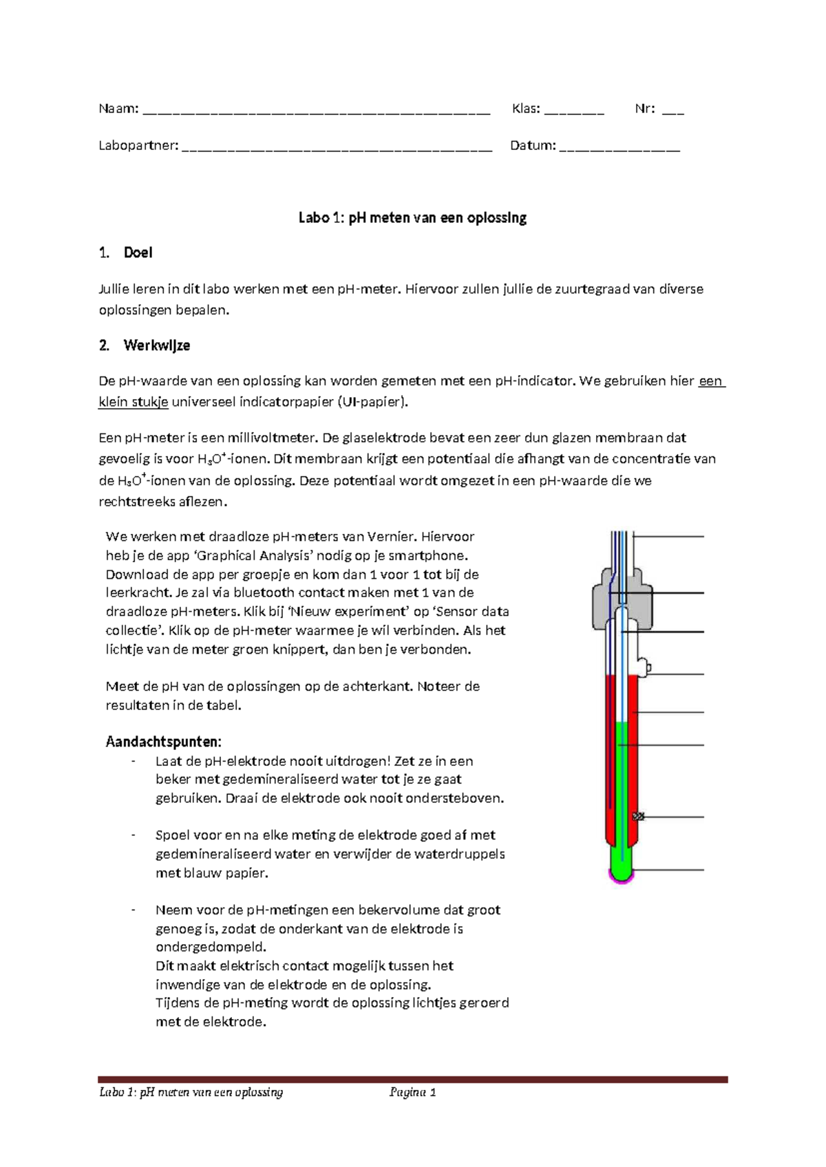 Labo 1: pH Meten van Oplossingen - Praktische Handleiding - Studocu