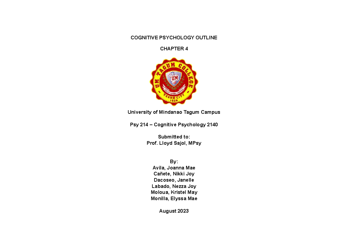 Psy 214 - Cognitive Psychology Chapter 4: Attention and Cognitive ...
