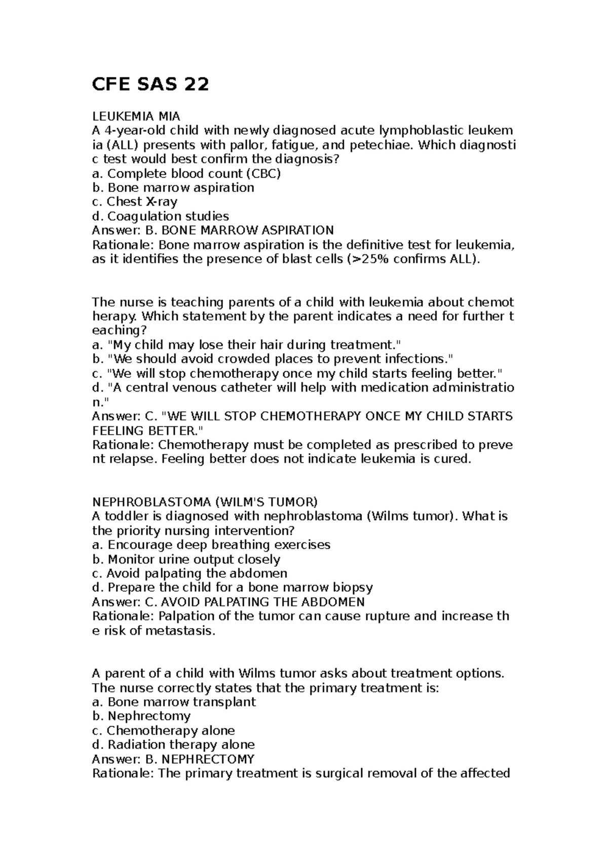 CFE SAS 15-16 - Practice exercises - CFE SAS 15- Postpartum ...