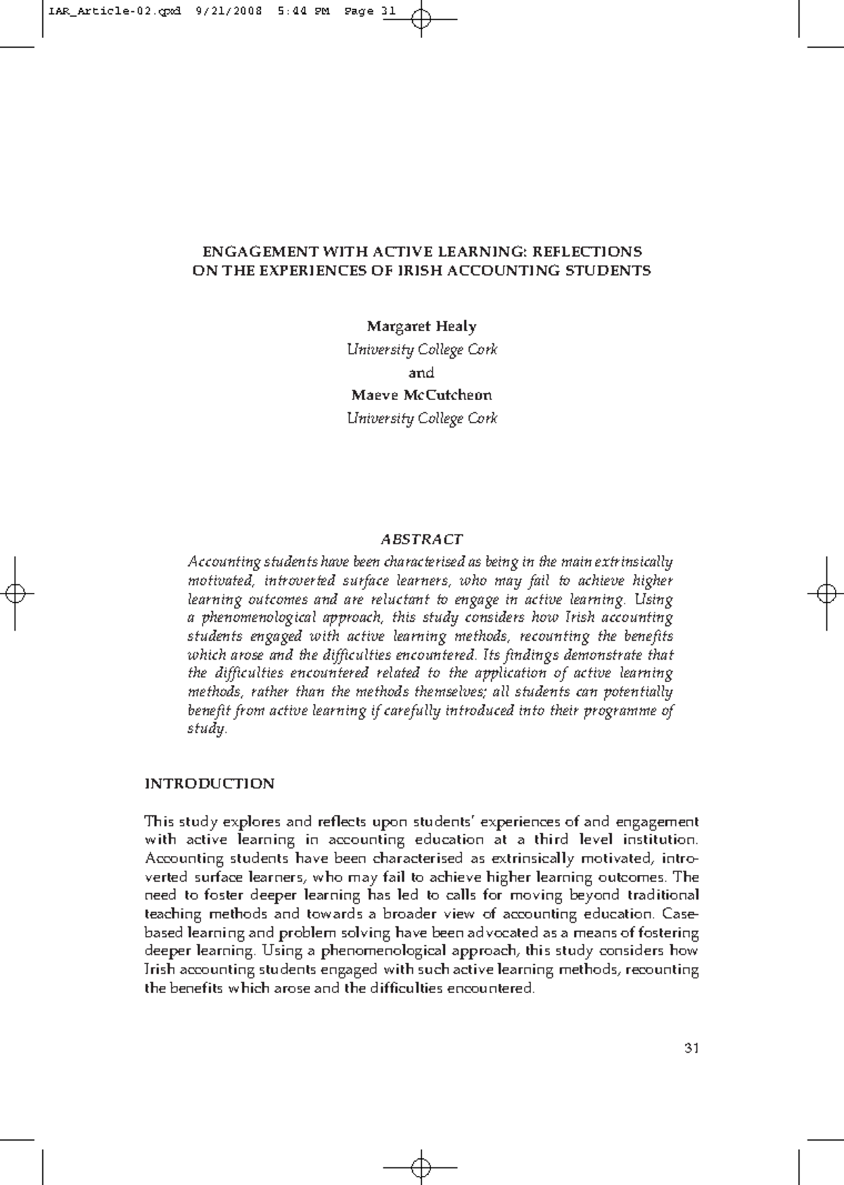26969 engagement with active learning reflections on the experiences of ...