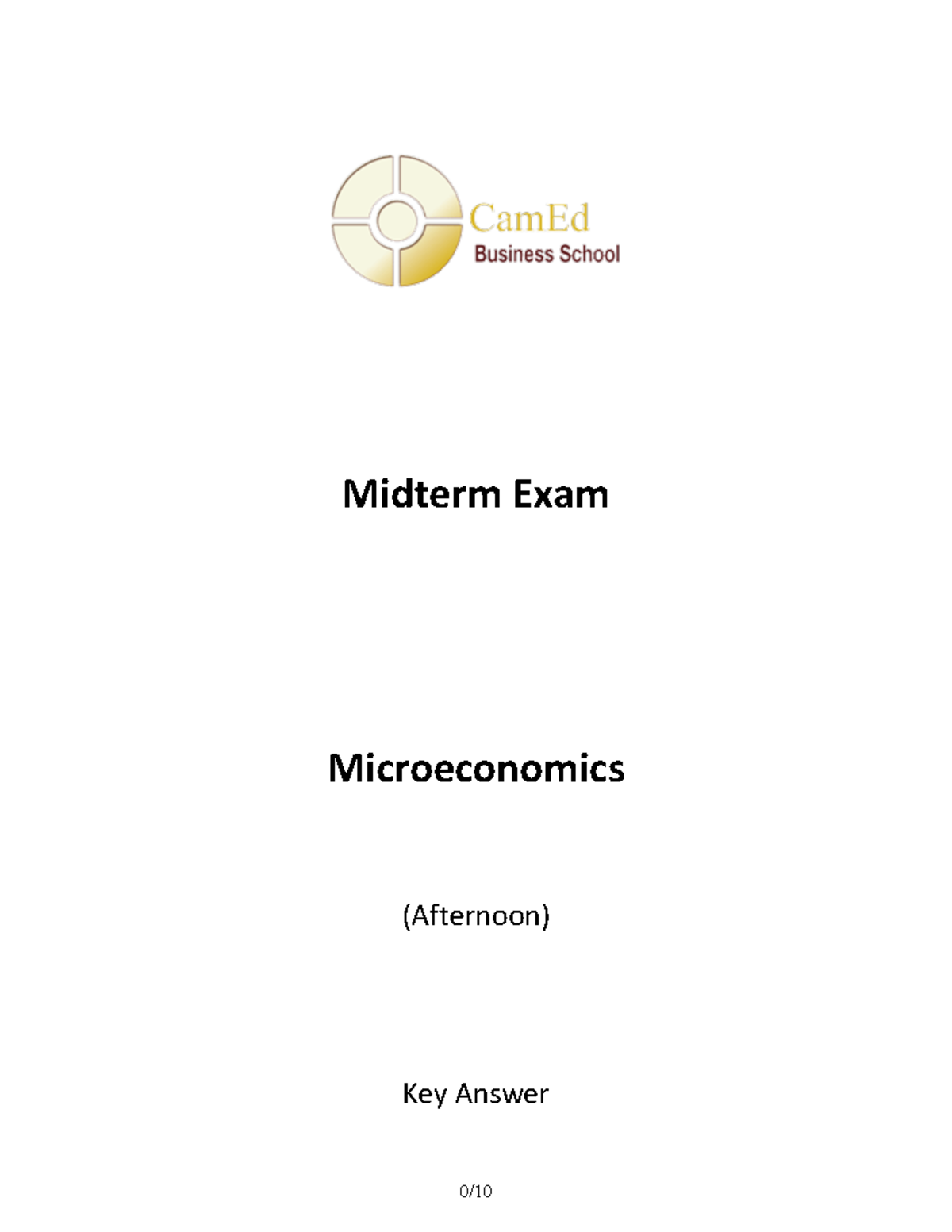 Microeconomics Midterm Exam Key Answers - KSV - Studocu