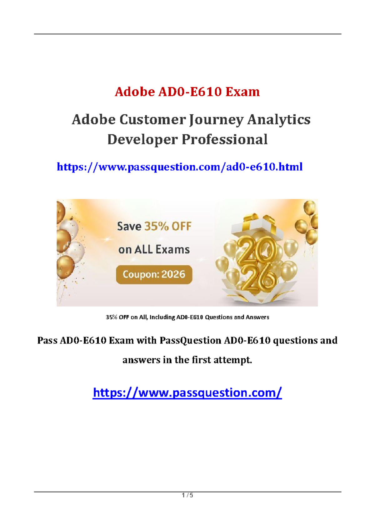 AD0-E610 Final Exam: Adobe Customer Journey Analytics Developer Q&A ...