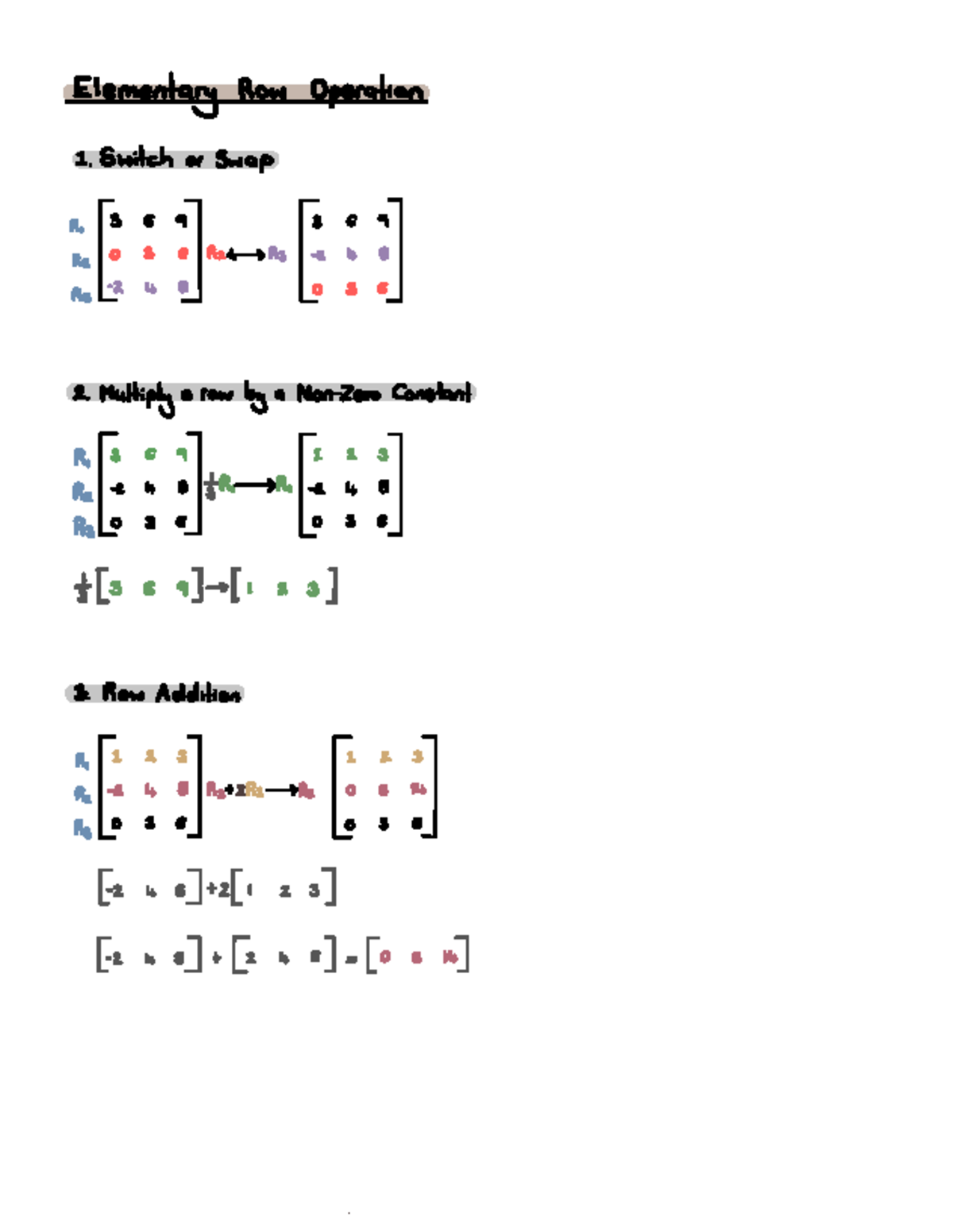 Linear Algebra 1.3 Systems of Linear Equations - Shortcut: Pivot =1st ...