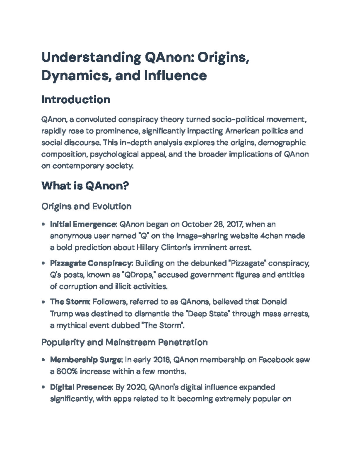 QAnon: Analyzing Its Origins, Dynamics, and Societal Impact ...