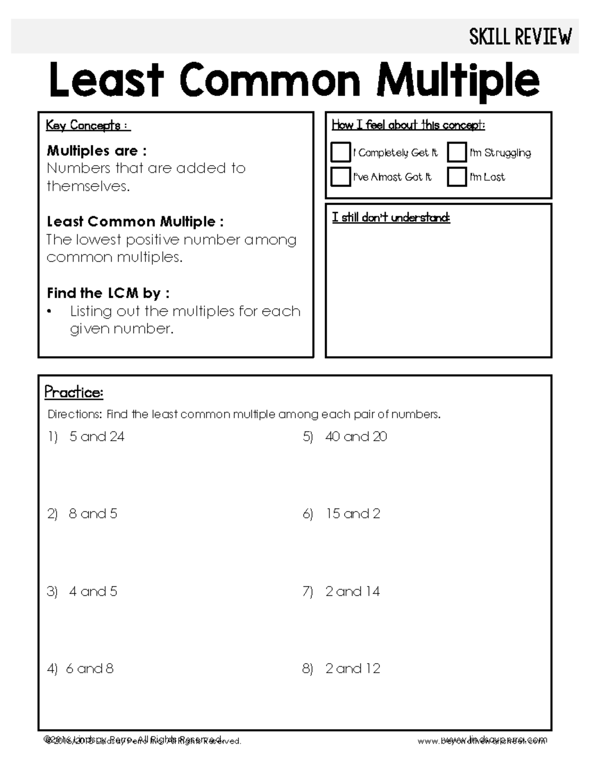 Least Common Multiple (LCM) Review Notes for Math 101 - Studocu