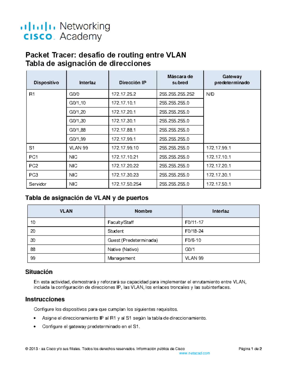 Desafío de Routing entre VLANs en Packet Tracer (535330974) - Studocu