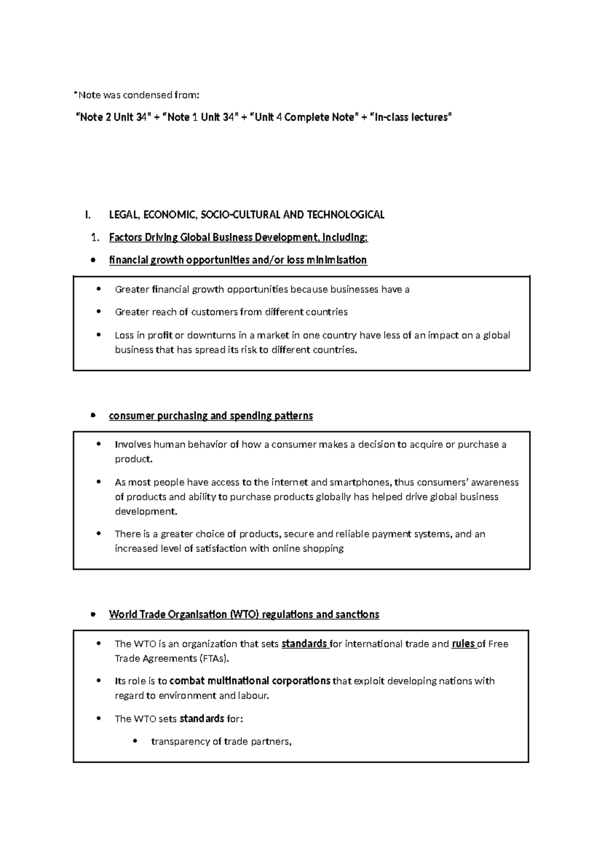BME Global Business Development Notes - Condensed Overview - Studocu