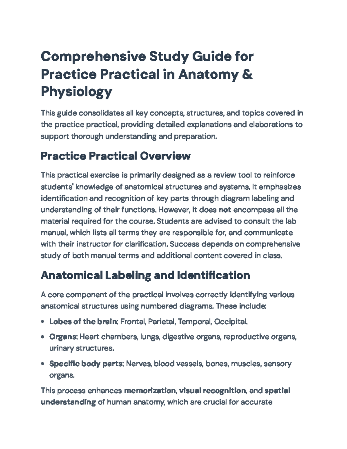Comprehensive Anatomy & Physiology Study Guide for Practical Exam (AP ...