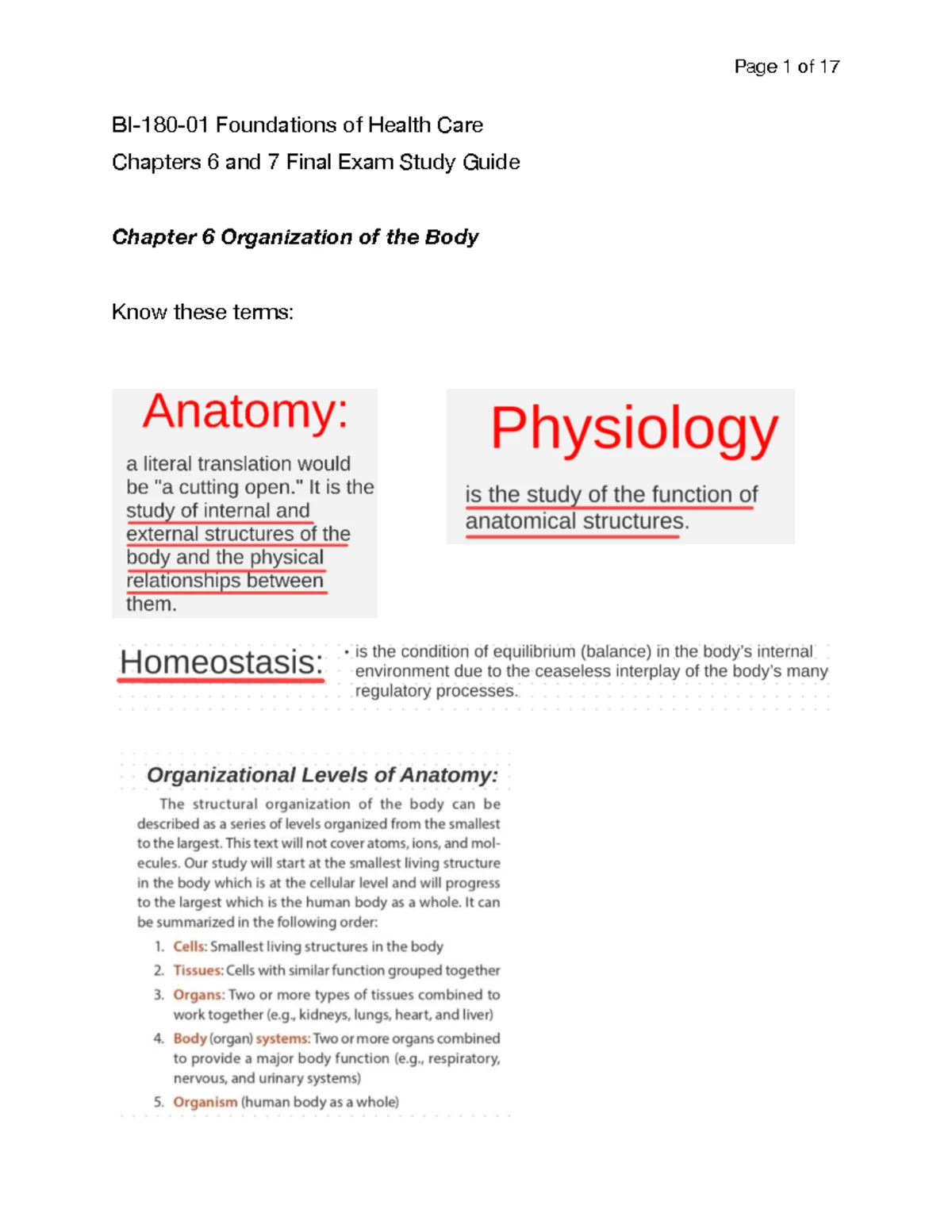BI-180-01 Foundations of Health Care Final Exam Cumulative Study Guide ...