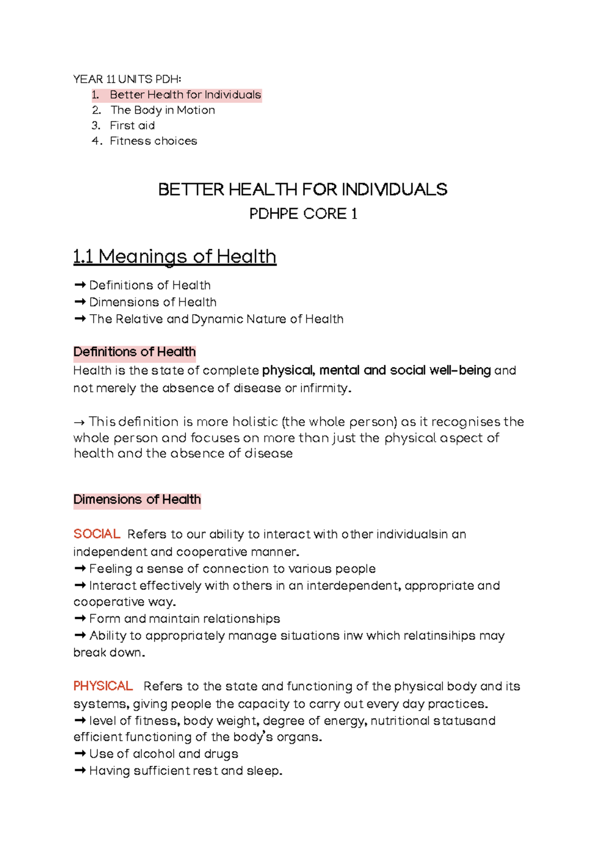 Better Health for Individuals - Notes - Google Docs - YEAR 11 UNITS PDH ...