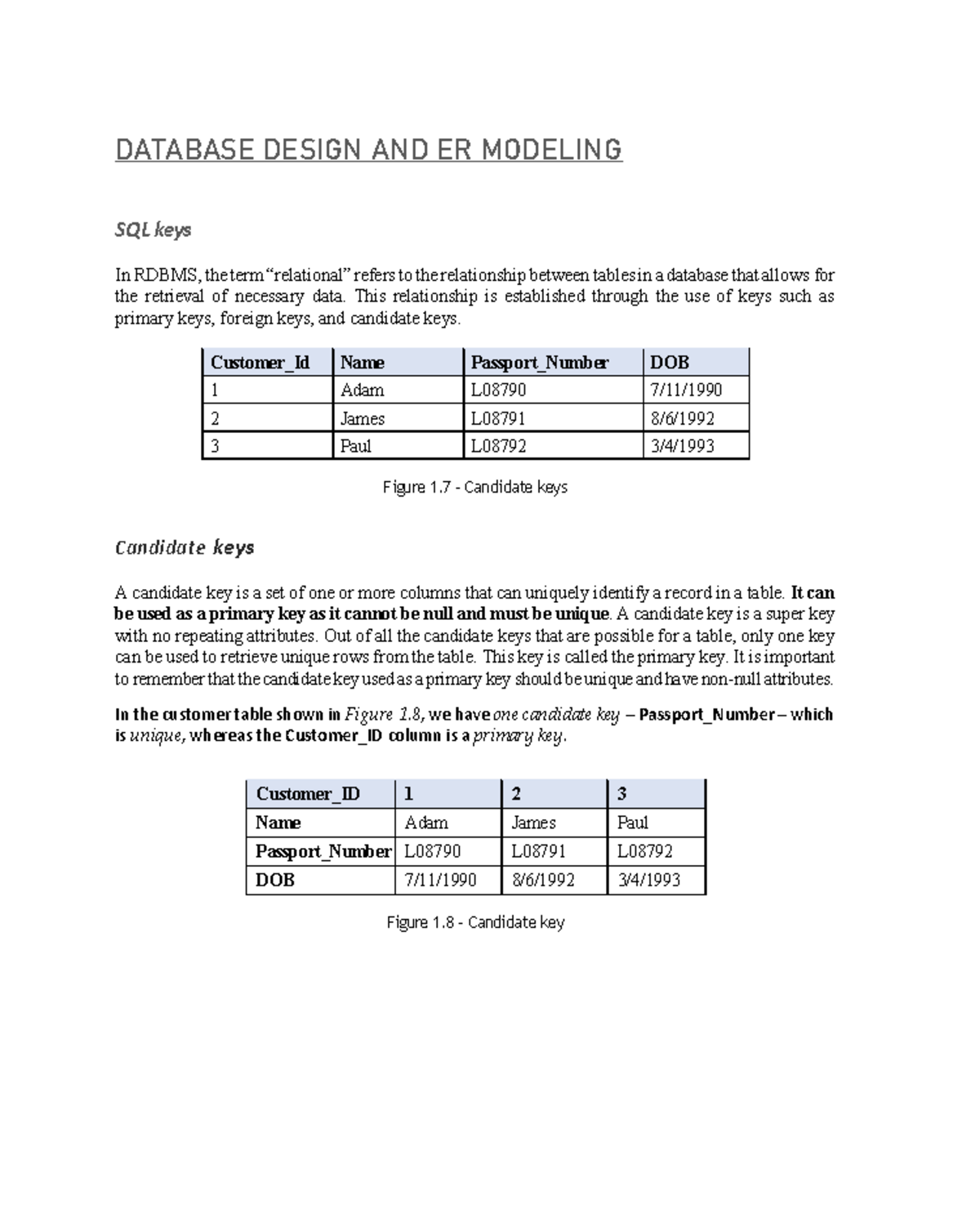 Database Design & ER Modeling: Keys in RDBMS (Course Code: DB-101 ...