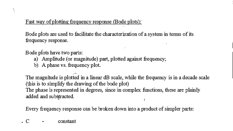ELI220 ST7 Bode Plot Notes: Frequency Response Analysis - Studocu