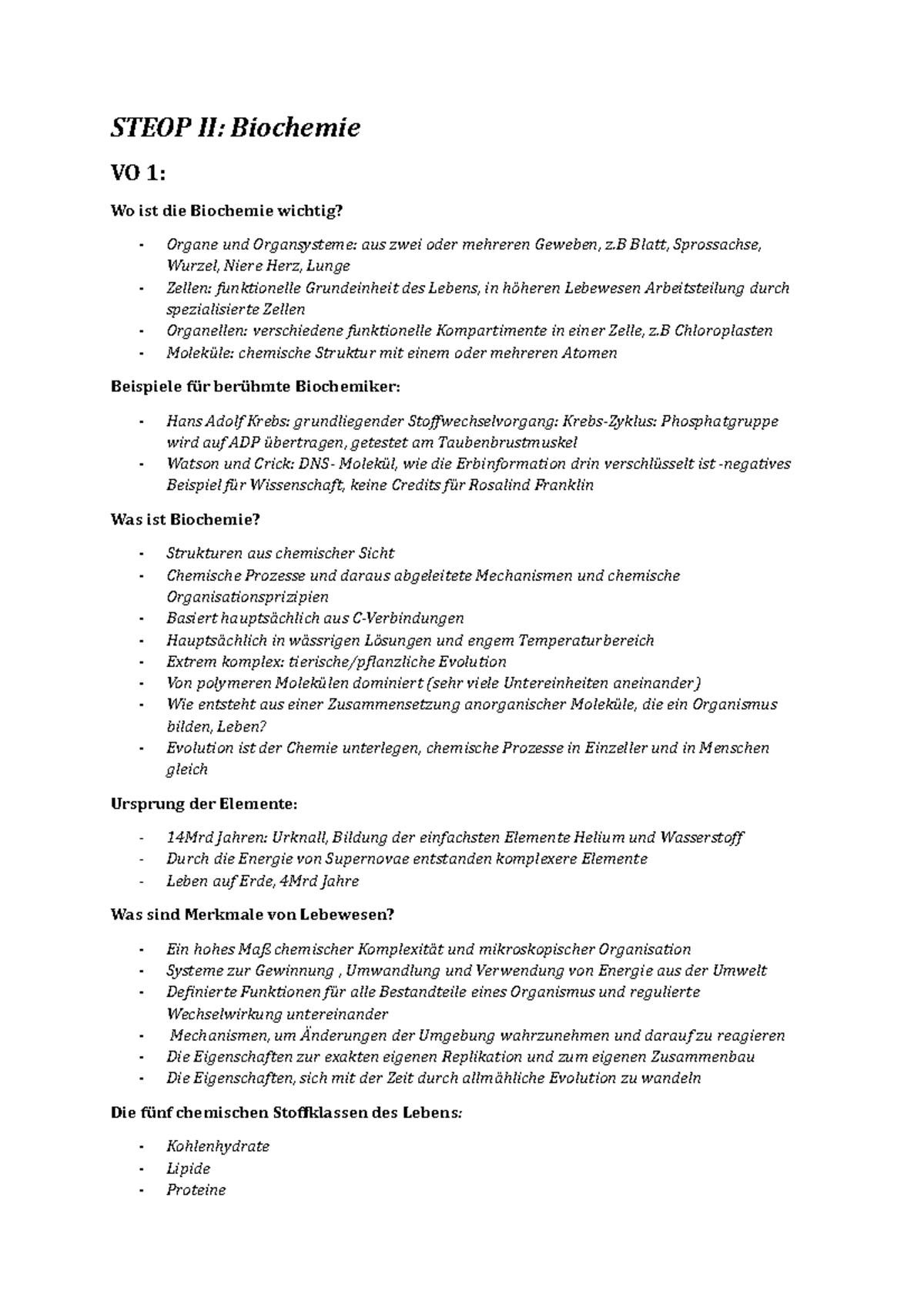 Steop II Biochemie: Grundlagen, Strukturen und Prozesse der Lebewesen ...