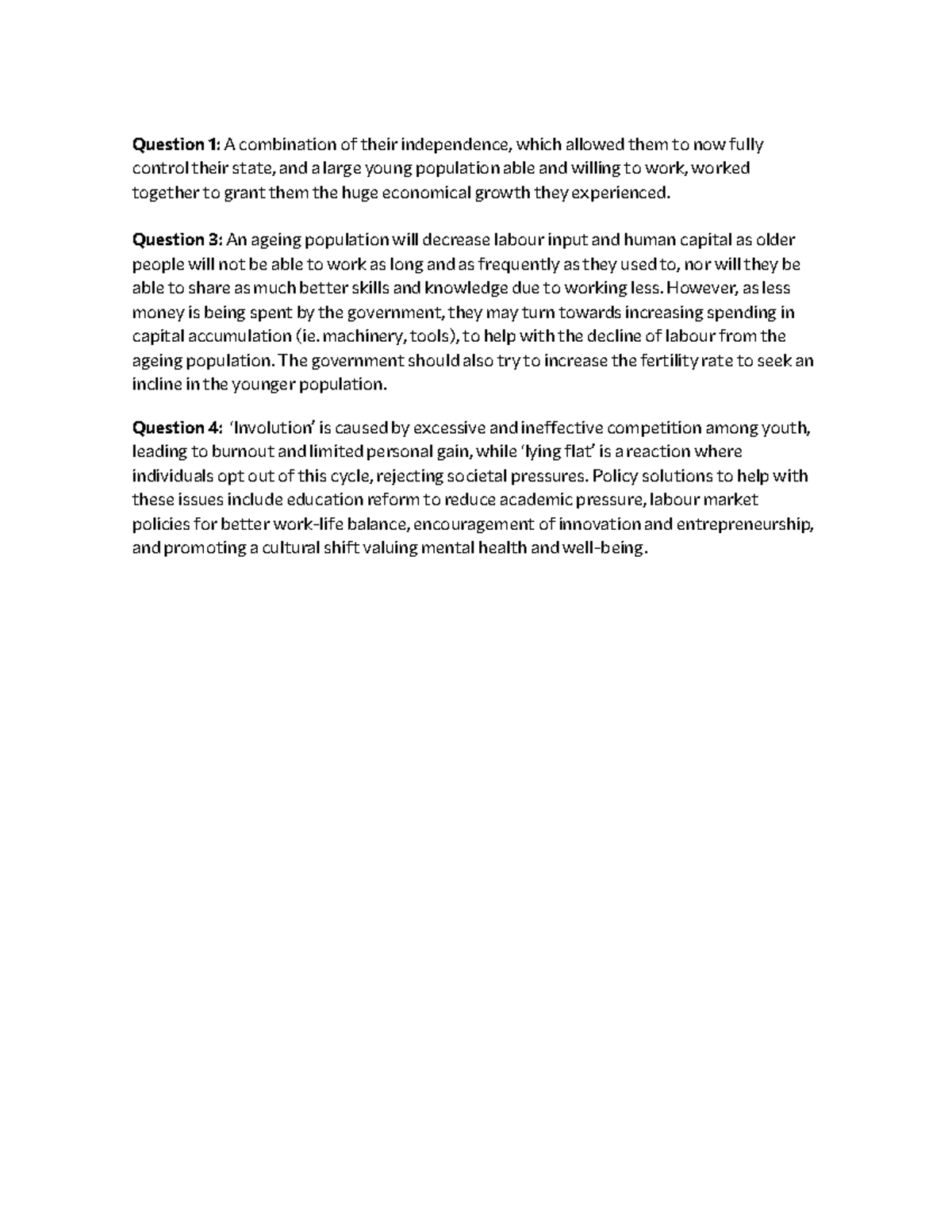 Week 2 Tutorial Questions: Economic Growth & Population Dynamics ...