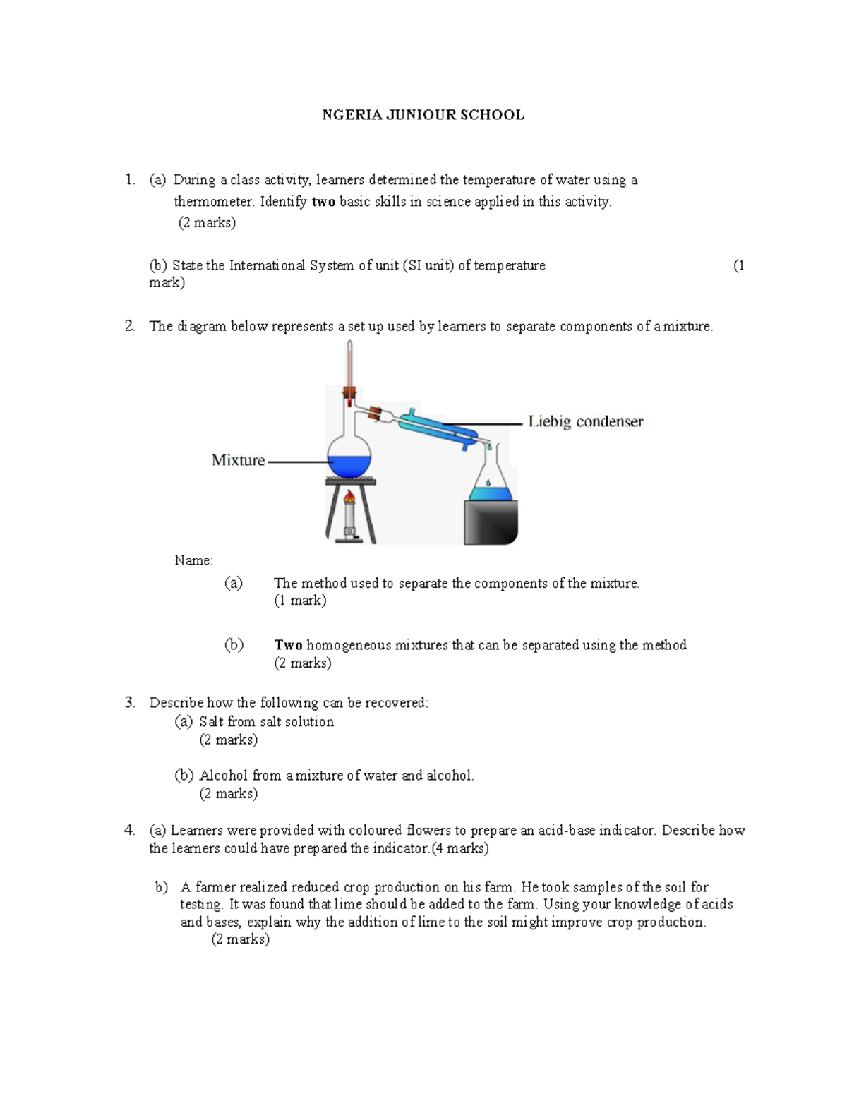 Inter 1 - Questions on Animal Nutrition and Science Skills - Studocu