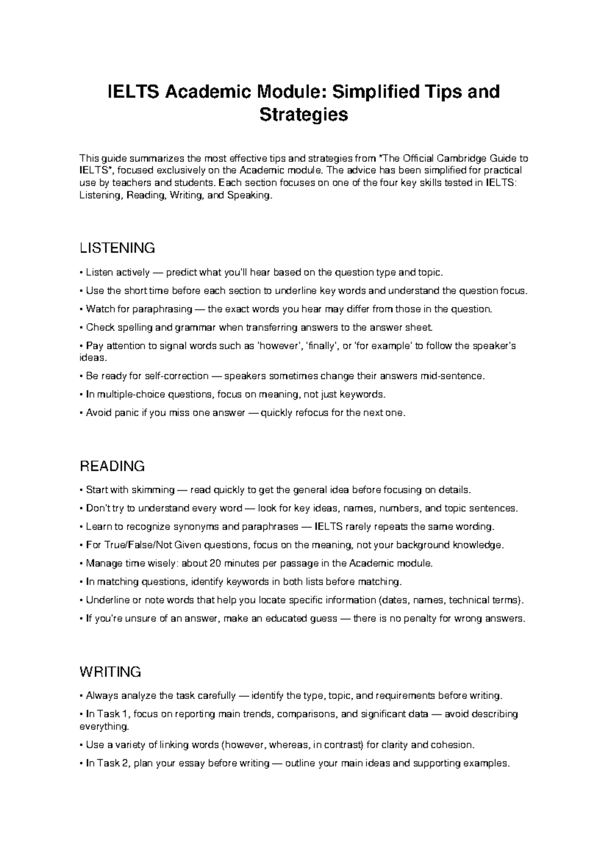 IELTS Academic Module: Essential Tips & Strategies Guide - Studocu