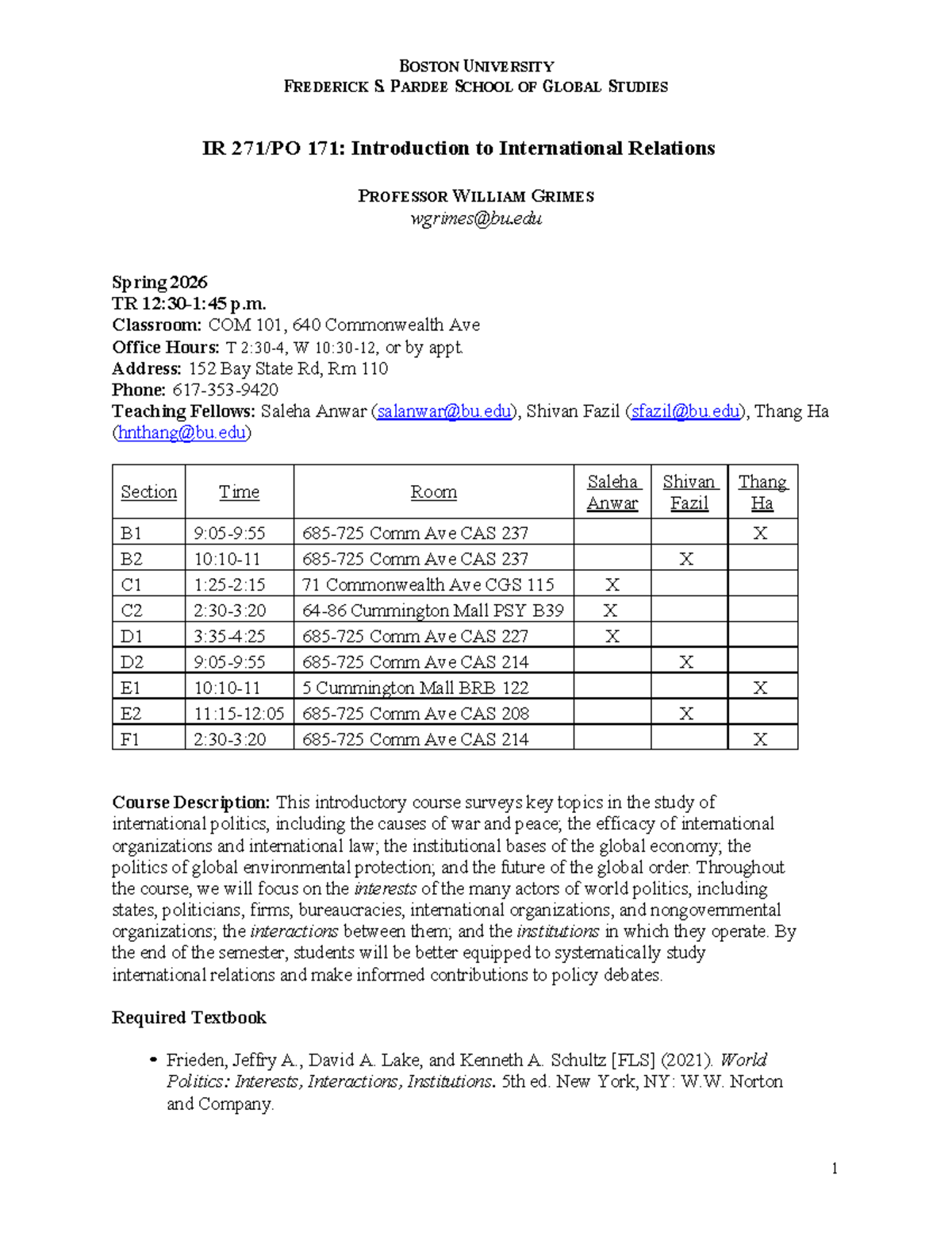 IR 171: Introduction to International Relations - Spring 2026 Syllabus ...