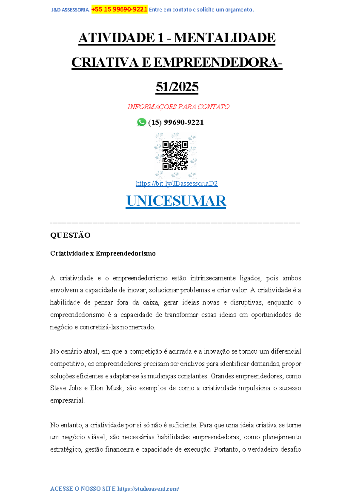 AE - Mentalidade Criativa E Empreendedora - 51 2025 - J&D ASSESSORIA ...