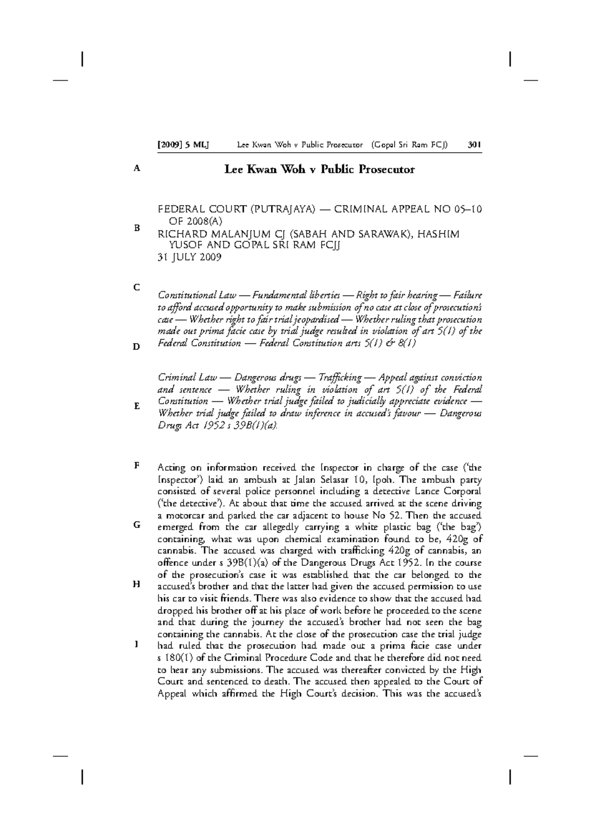 Lee Kwan Woh v Public Prosecutor: Federal Court Appeal Analysis - Studocu