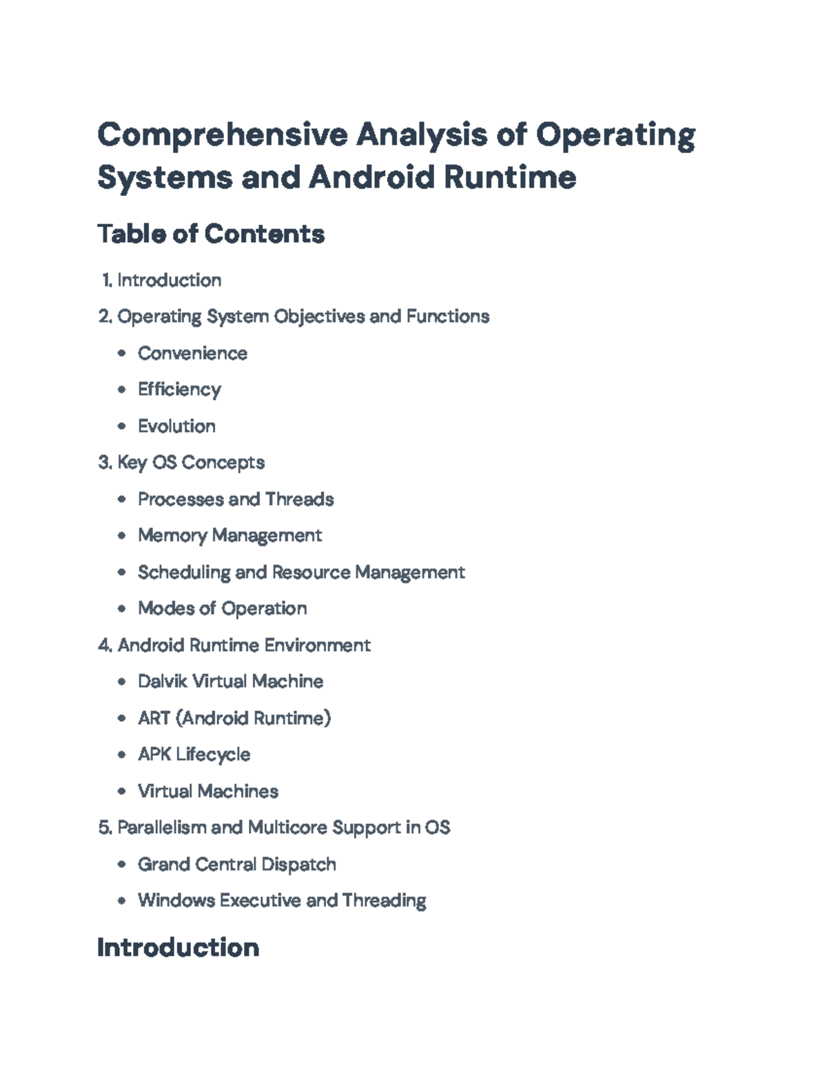 Comprehensive Study of Operating Systems & Android Runtime (CS101 ...