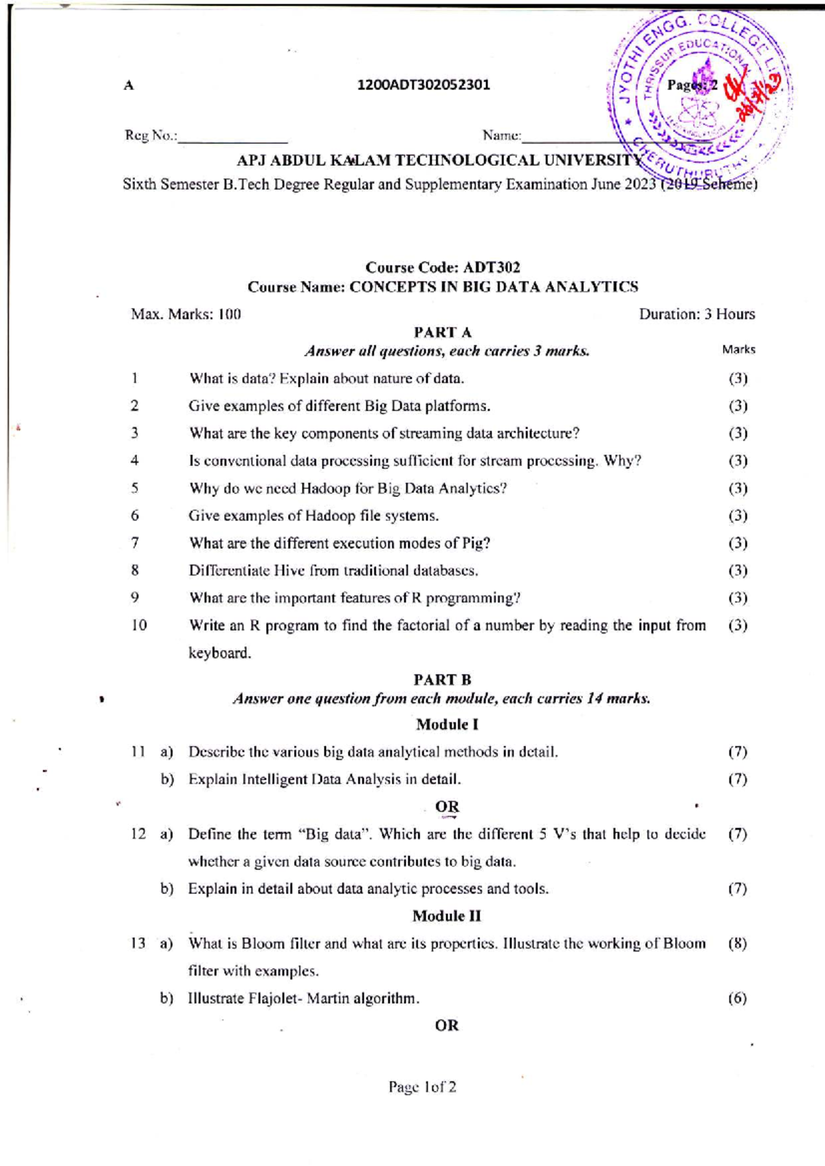 ADT302 Big Data Analytics Exam Notes - June 2023 - Studocu