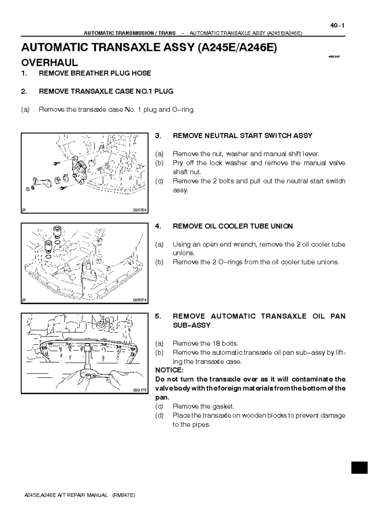 A245E, A246E Automatic Transaxle Assembly Repair Manual - Studocu