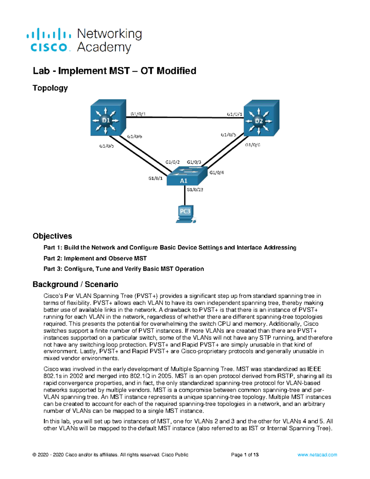 4.1.2 Lab - Implementing MST with Modified Topology and Configuration ...
