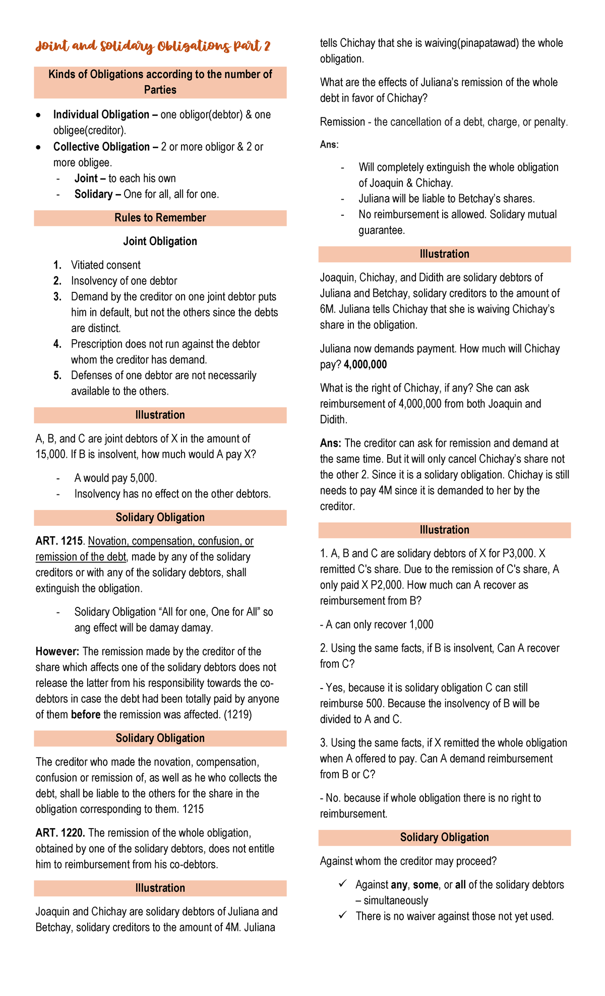 Joint and Solidary Obligations Part 2 - Collective Obligation – 2 or ...