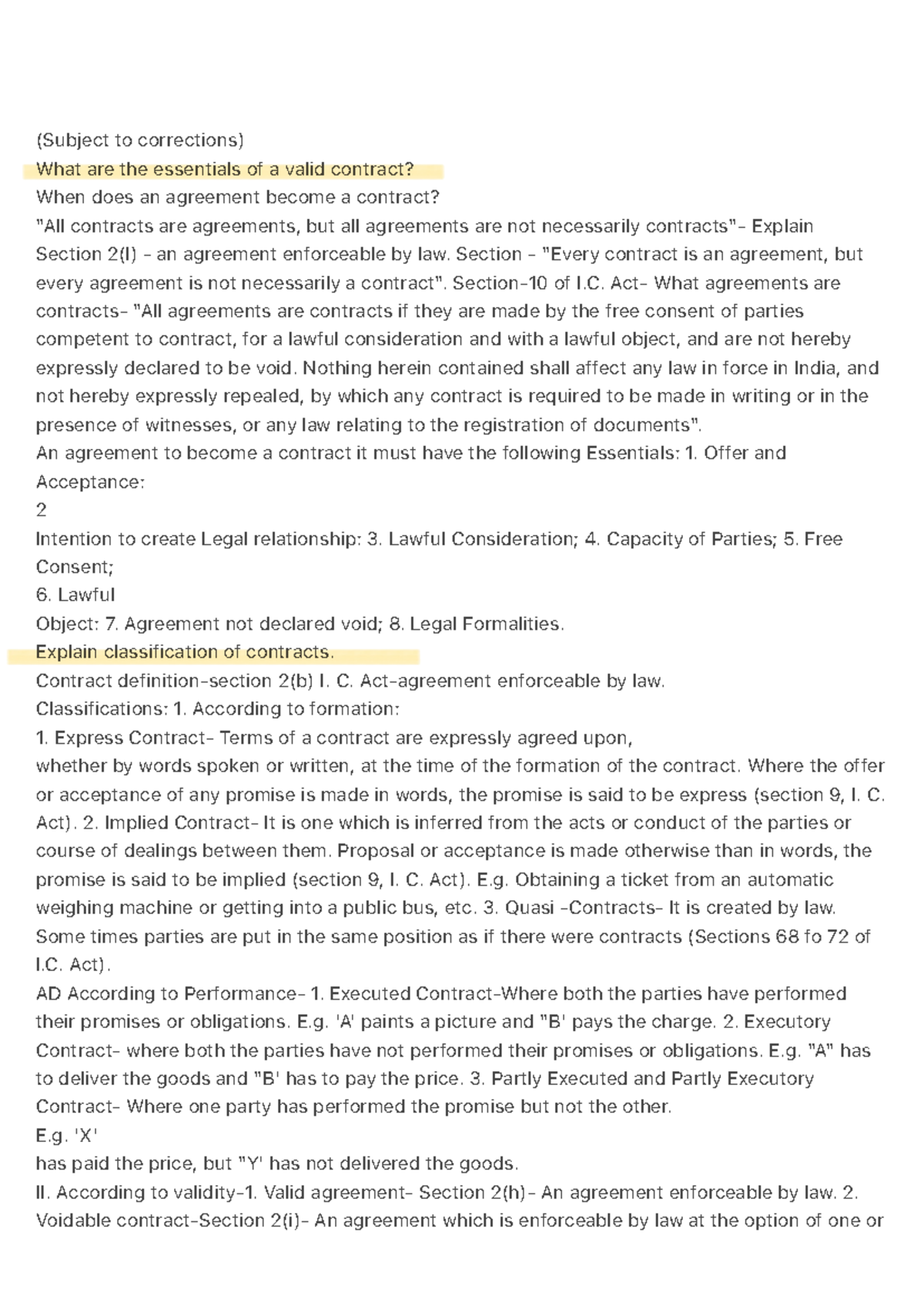 Contract Hints: Essentials, Types, and Legal Implications (I.C. Law ...