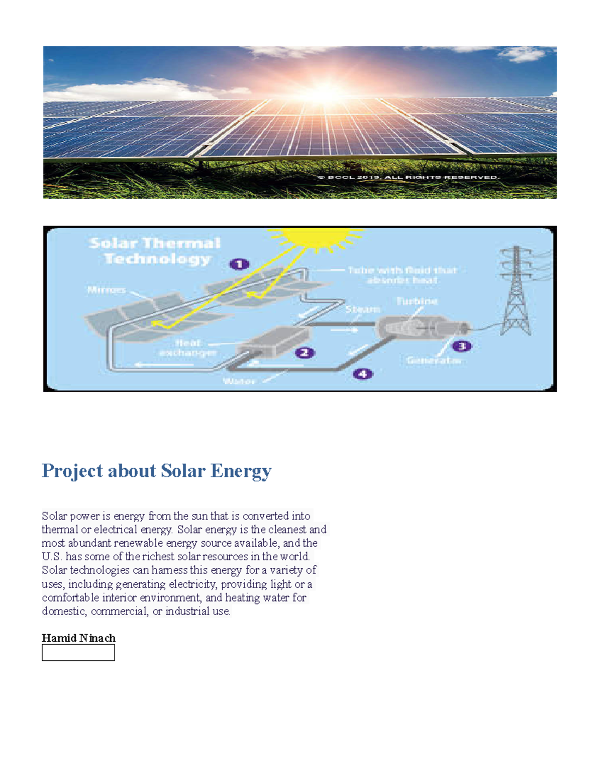 Solar Energy Project: Harnessing the Power of the Sun - Studocu