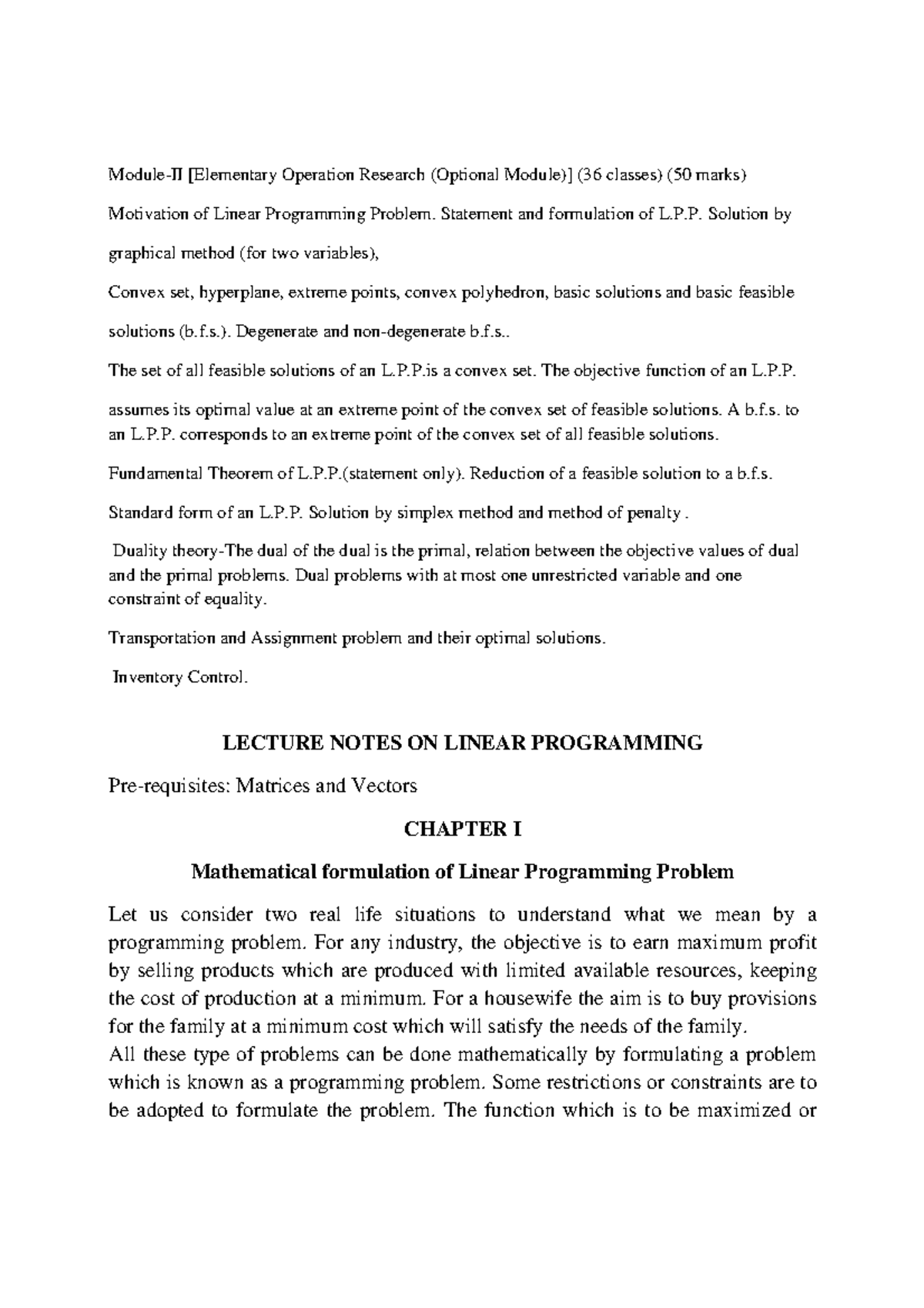 Linear programming notes by Stephen - Module-II [Elementary Operation ...