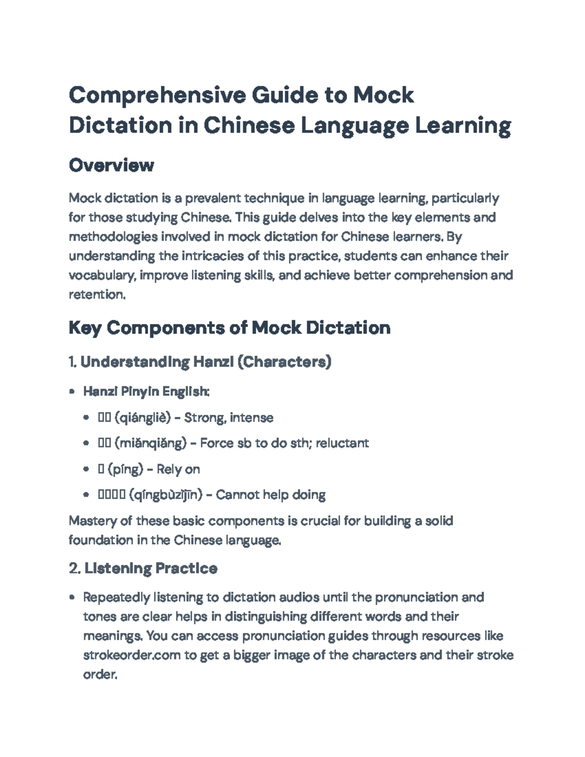 Comprehensive Guide to Mock Dictation in Chinese Language Learning ...