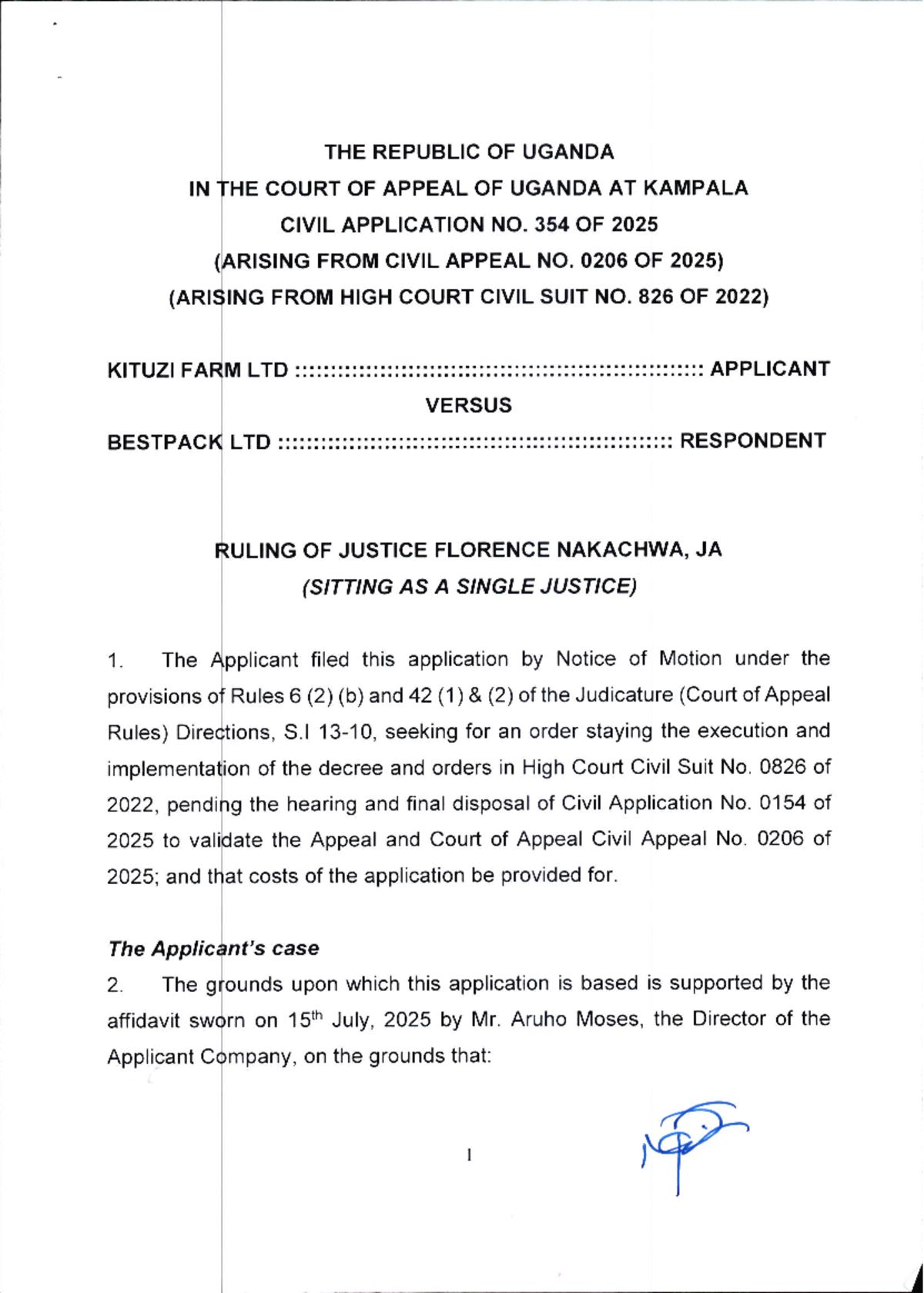 Kituzi Farm Ltd v Bestpack Ltd: Civil Application No. 354 of 2025 - Studocu