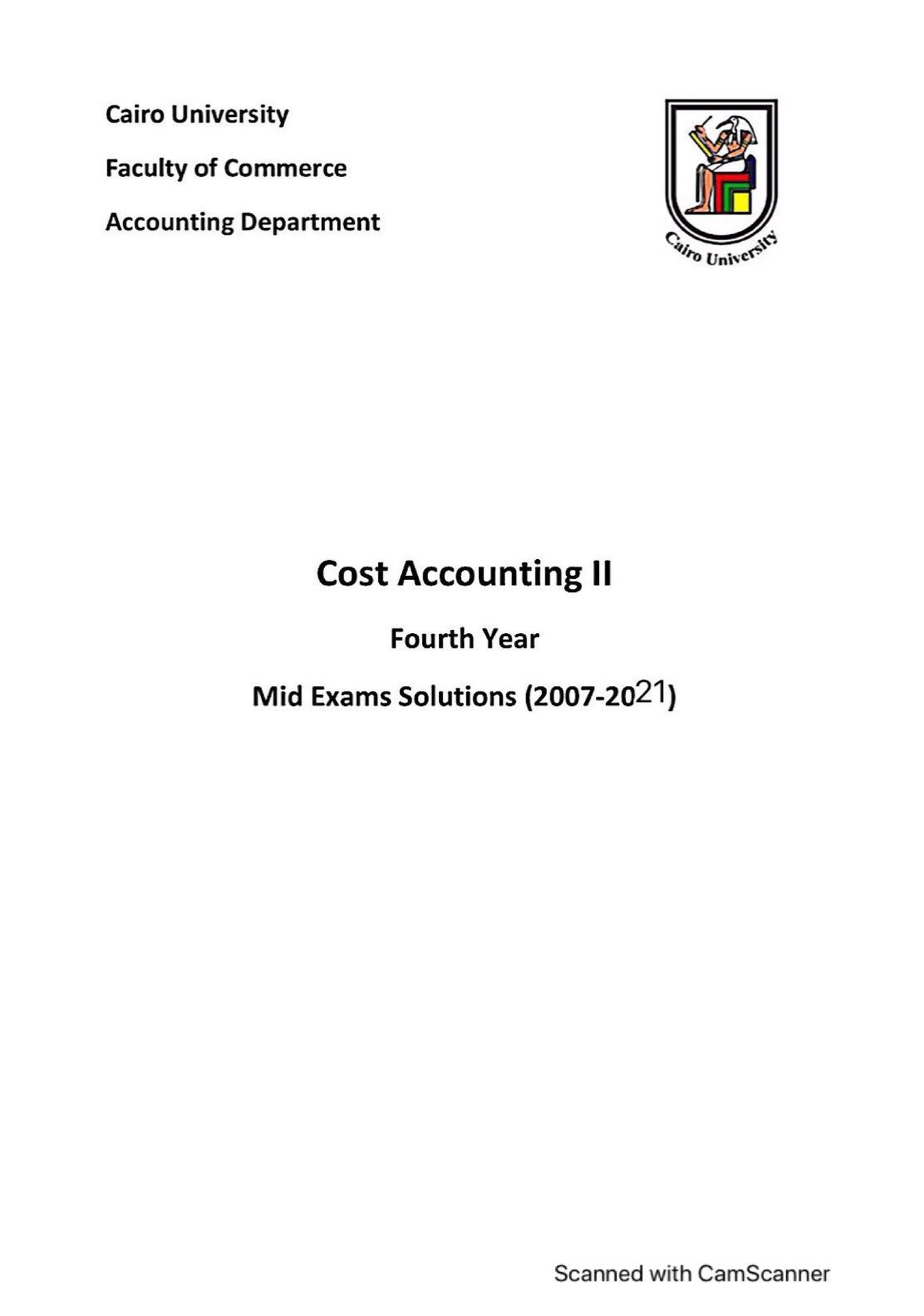 Previous Mid Term Exams till 2023 - Cost accounting - Studocu
