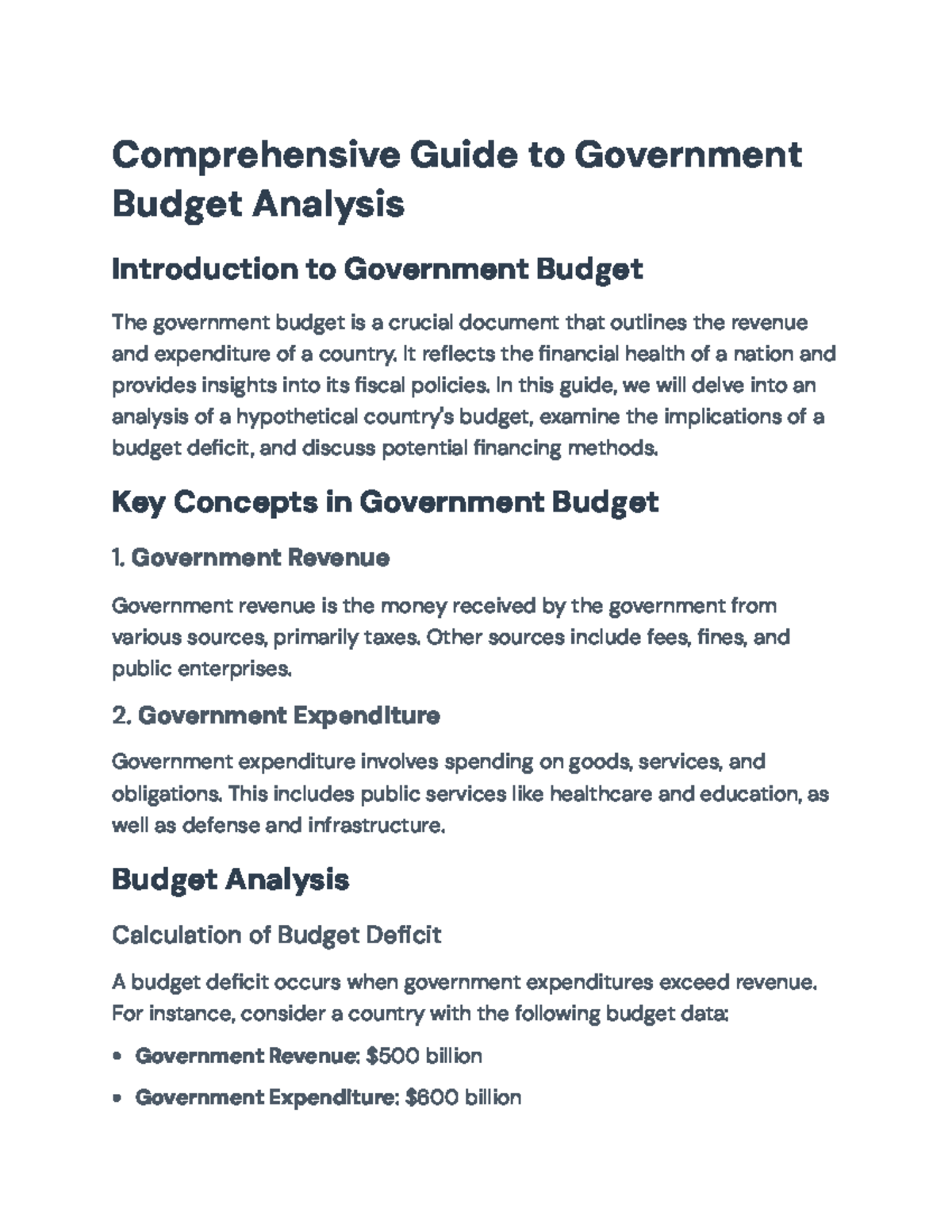 Comprehensive Guide to Government Budget Analysis (Course Code: GB101 ...