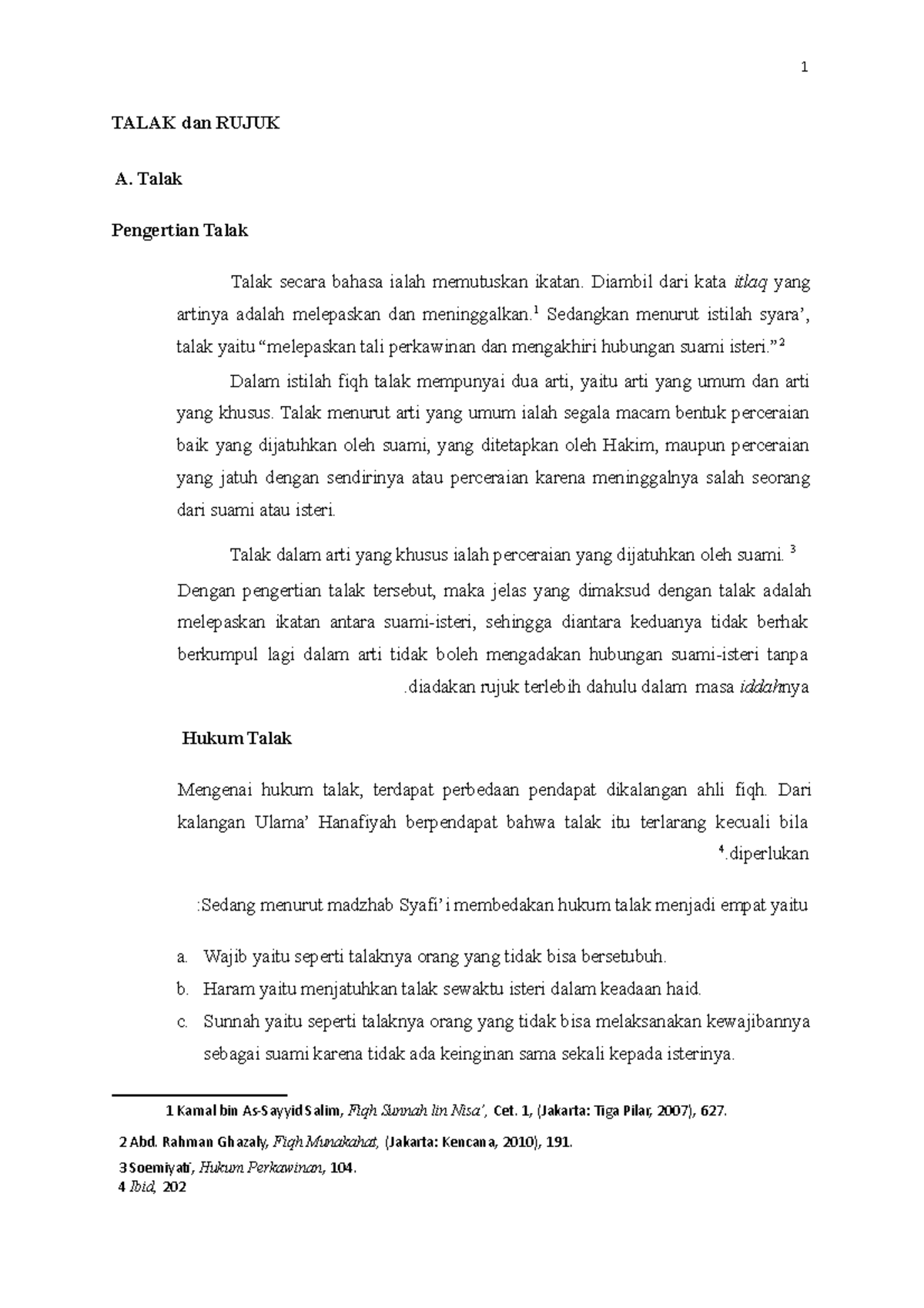 FIQH Munakahat II C - Talak dan Rujuk: Pemahaman dan Hukum - Studocu