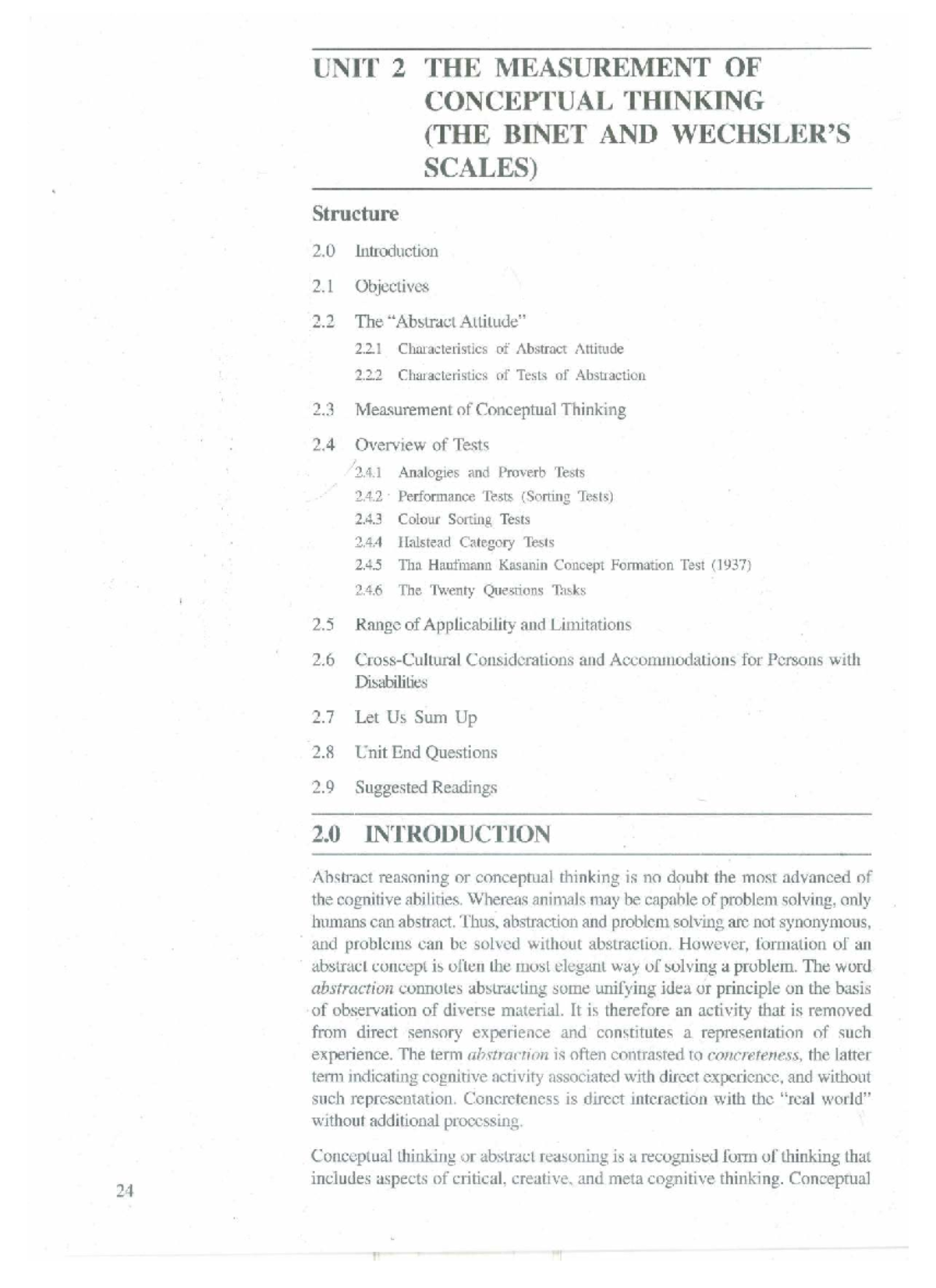 Conceptual Thinking Measurement: Unit 2 Overview and Tests - Studocu