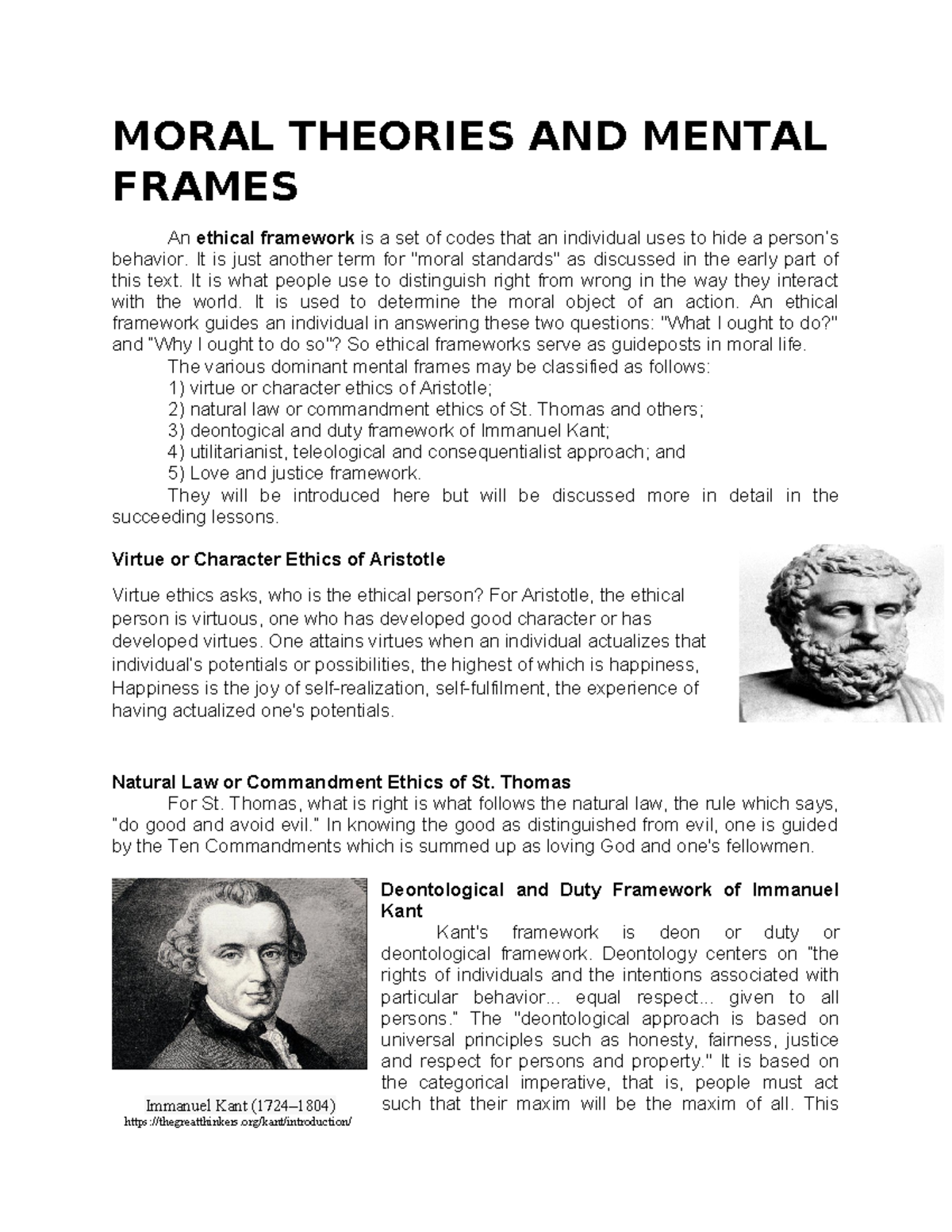 Moral Theories: Ethical Frameworks & Mental Frames Analysis - Studocu