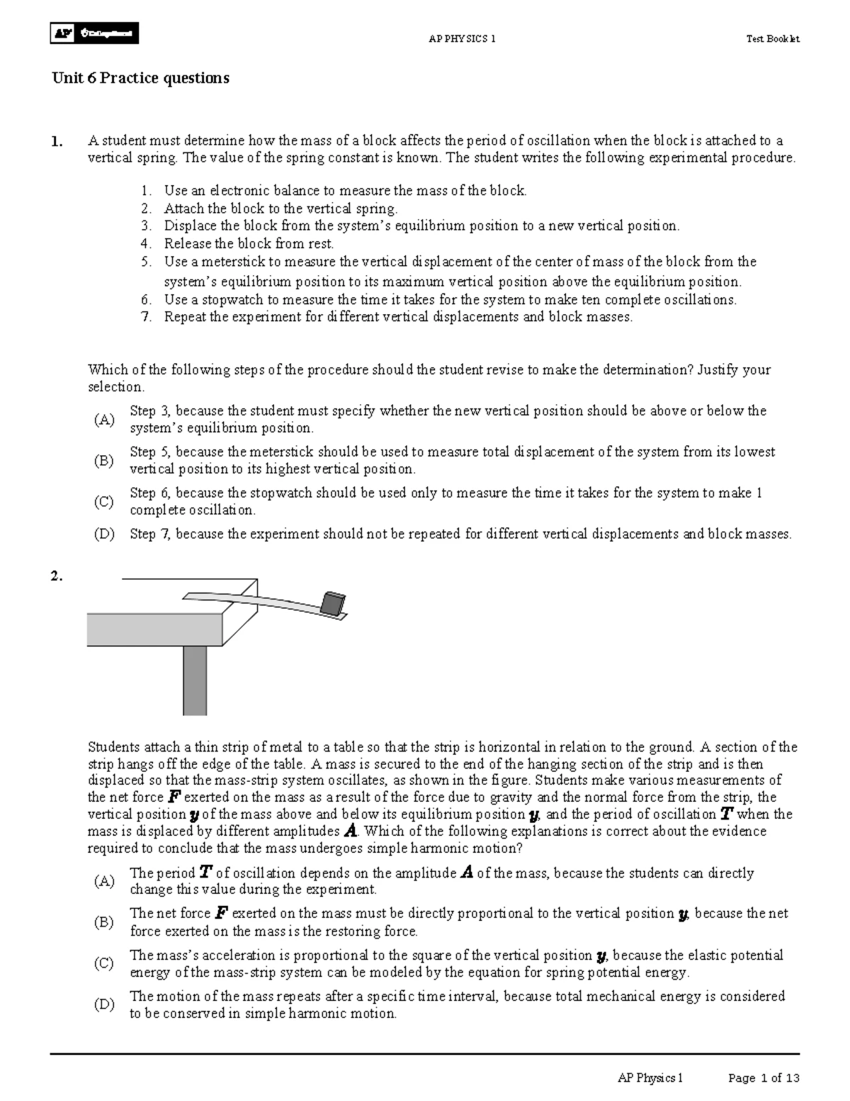 2022-1 물리학1(007) 기말고사 - Final Exam Solutions - Studocu