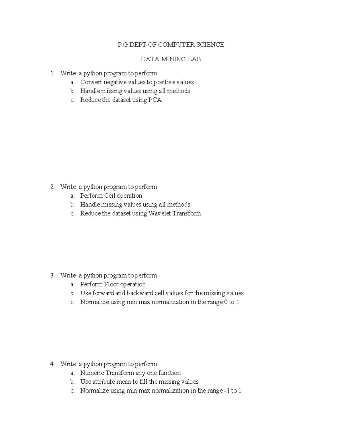 DMLAB-2021: Data Mining Lab Practice Questions and Exercises - Studocu