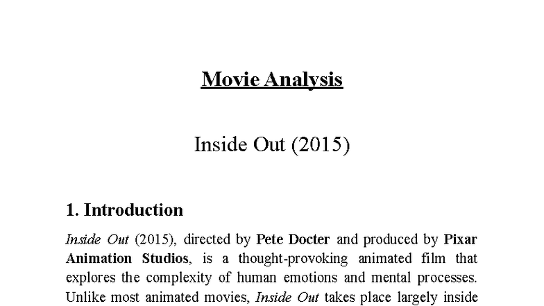 Altruism - .... - Movie Analysis Inside Out (2015) 1. Introduction ...