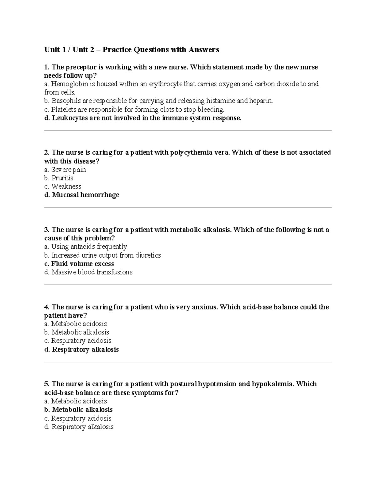 NSG 3850 Unit 1 & 2 ROME Practice Questions with Answers - Studocu
