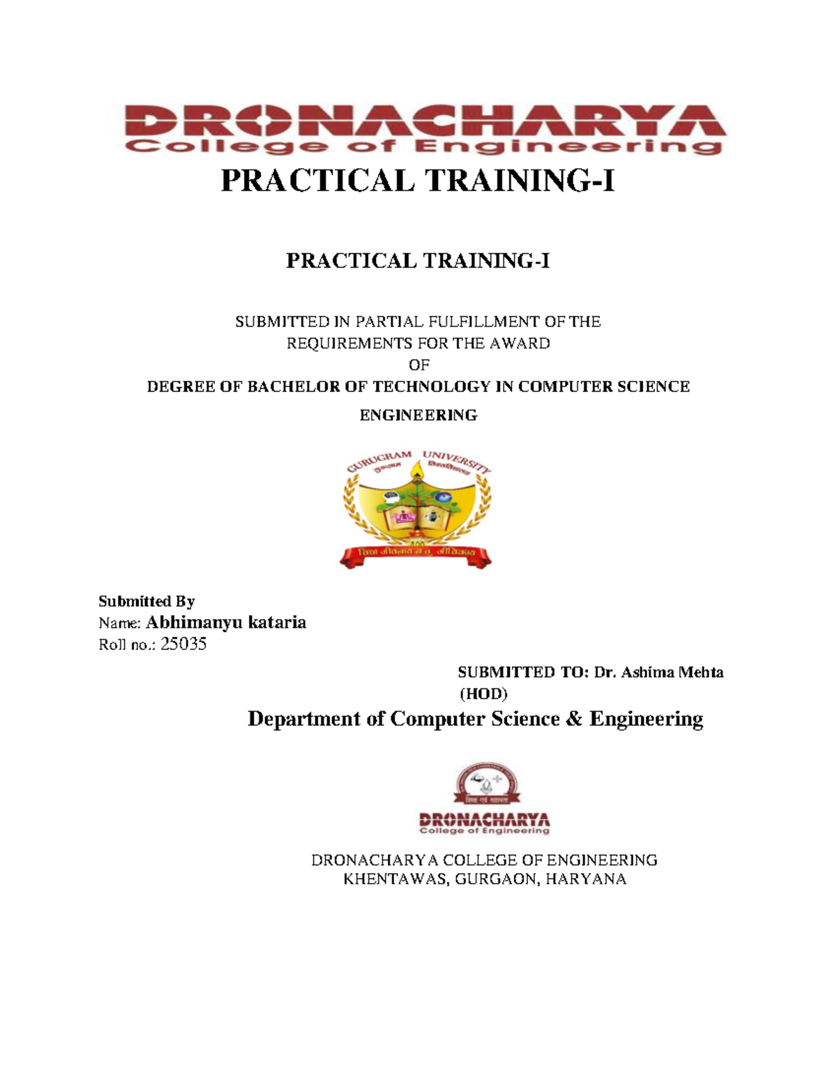 B.Tech Project Report on Full Stack Web Development (CS-101) - Studocu